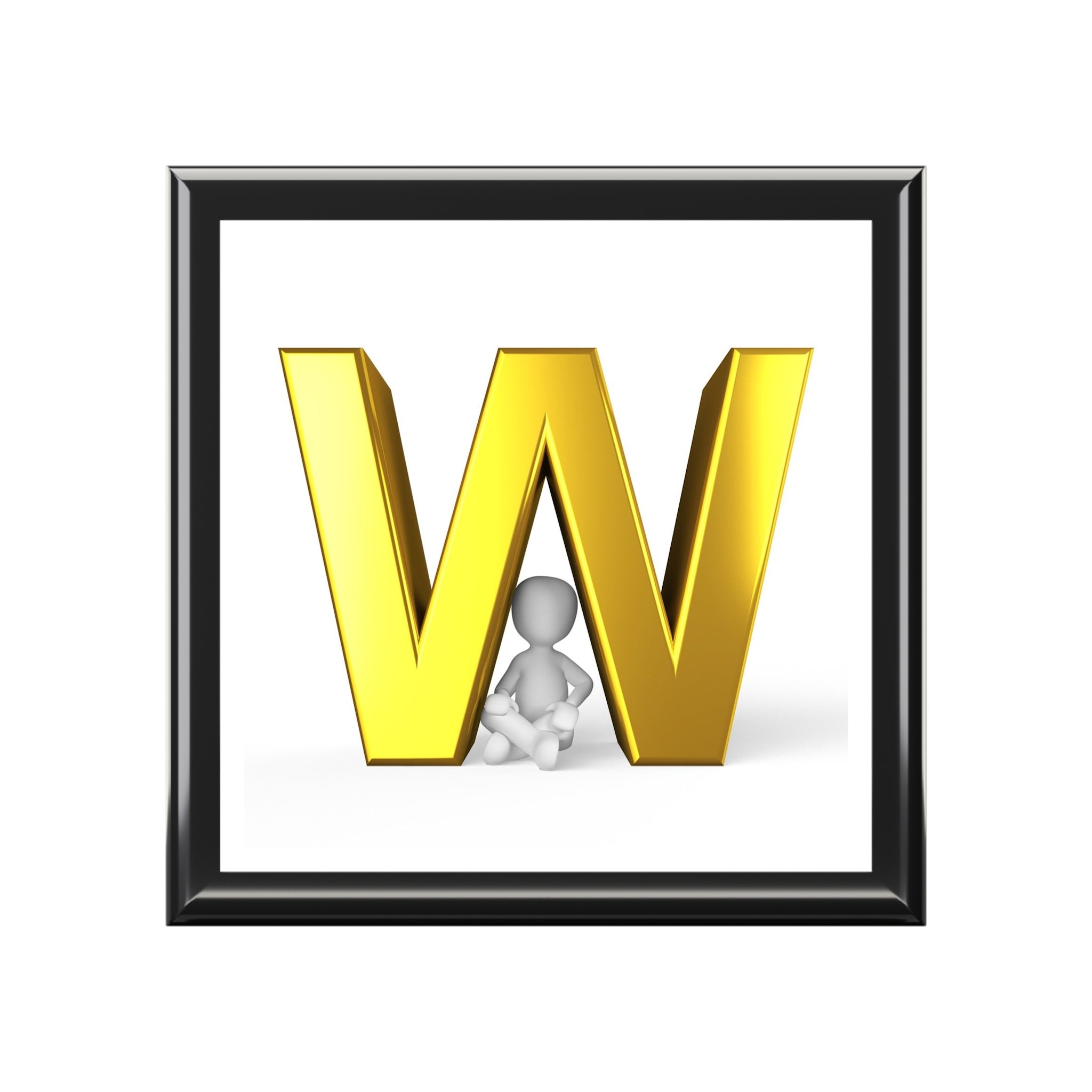 Gold Letter W Monogram Jewelry Box | Personalized Initial Keepsake