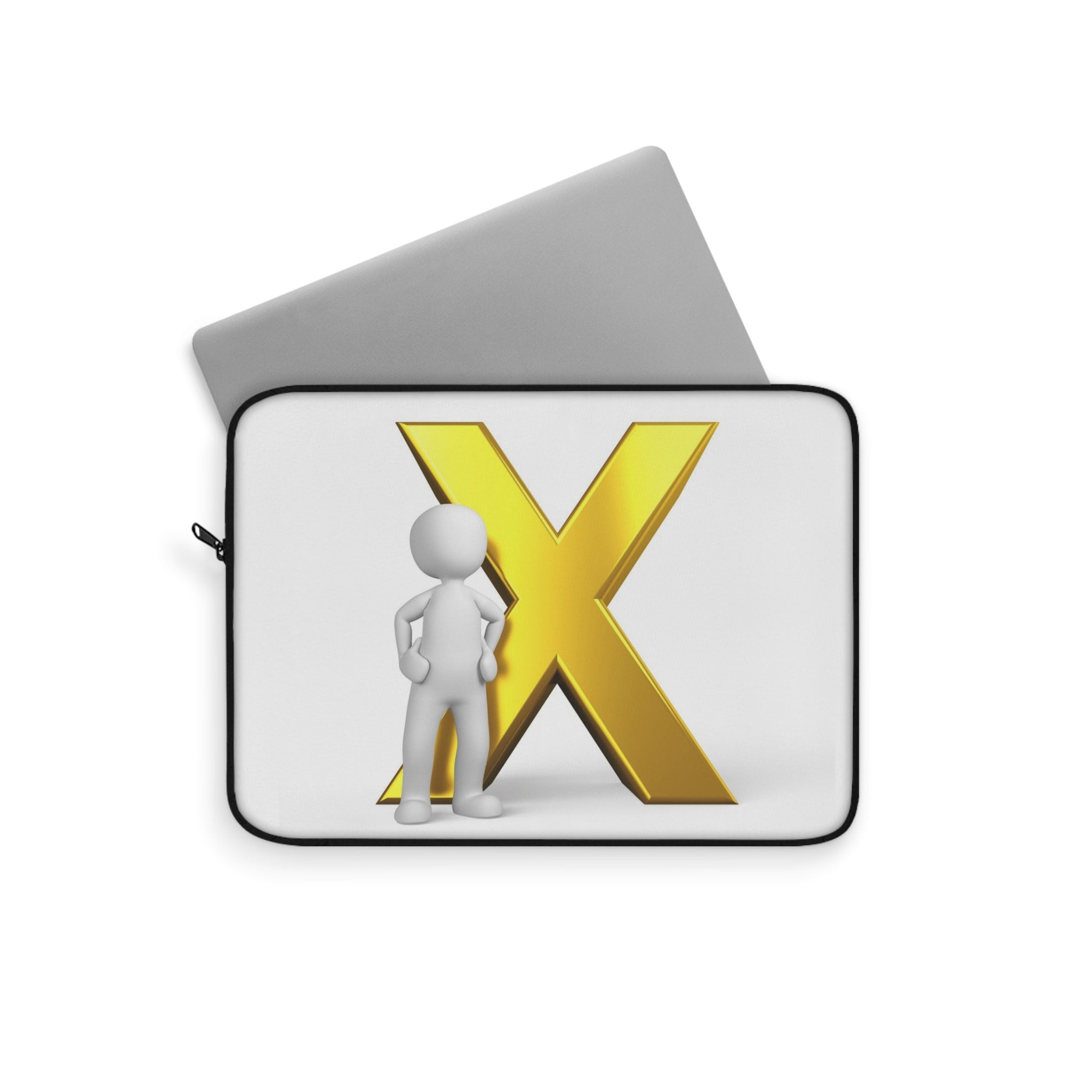 Gold Letter X with Figure Laptop Sleeve | Monogram Initial X