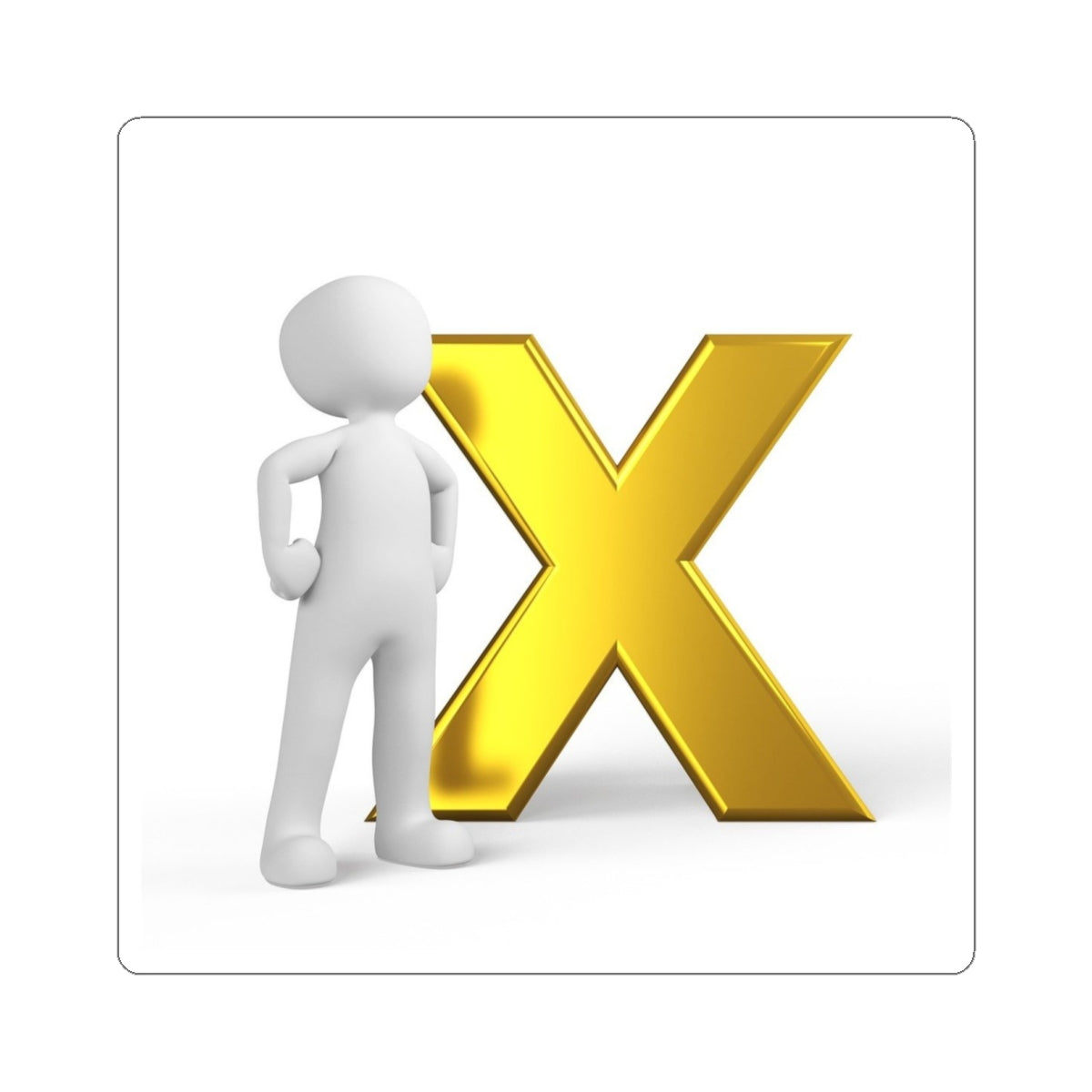 Autocollants prédécoupés Gold X avec figurine bâton 3D | Décalcomanie lettre alphabet