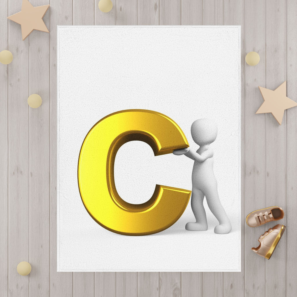 Gold Letter C toddler blanket | Alphabet initial blanket, kids nursery decor