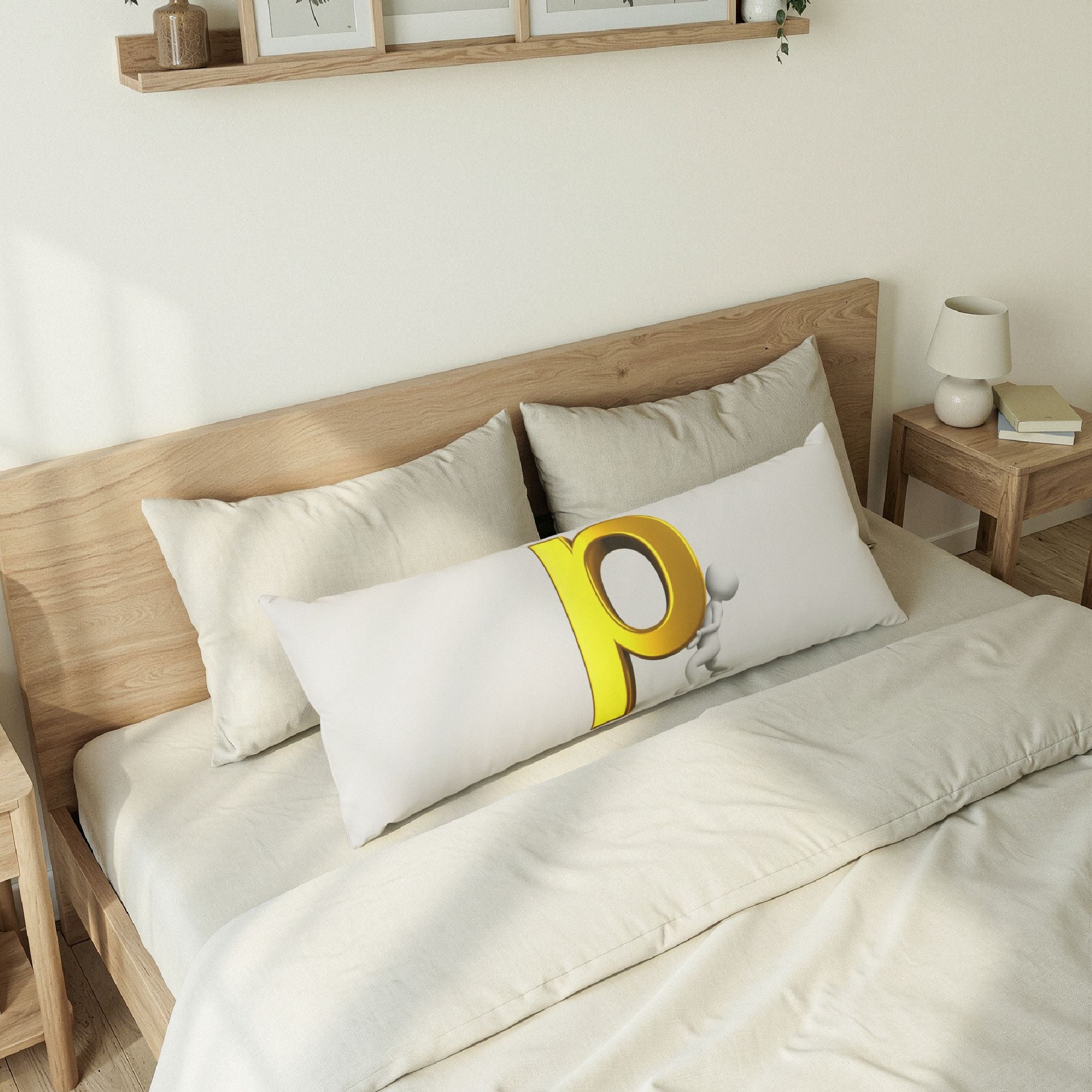 Gold Letter P Character body pillow | Alphabet Initial Pillow