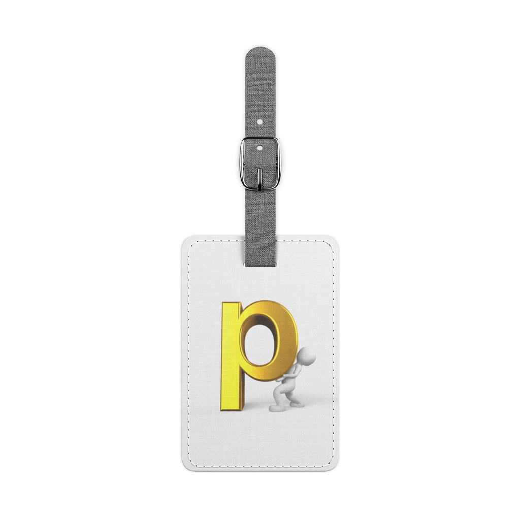 Gold Letter P Monogram Luggage Tag | Rectangle Polyester