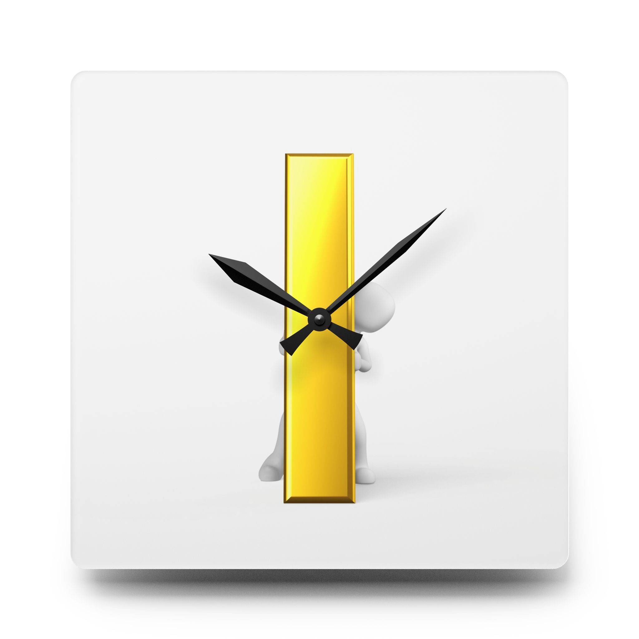 Minimal Gold Letter i Acrylic Wall Clock | Modern Geometric Decor