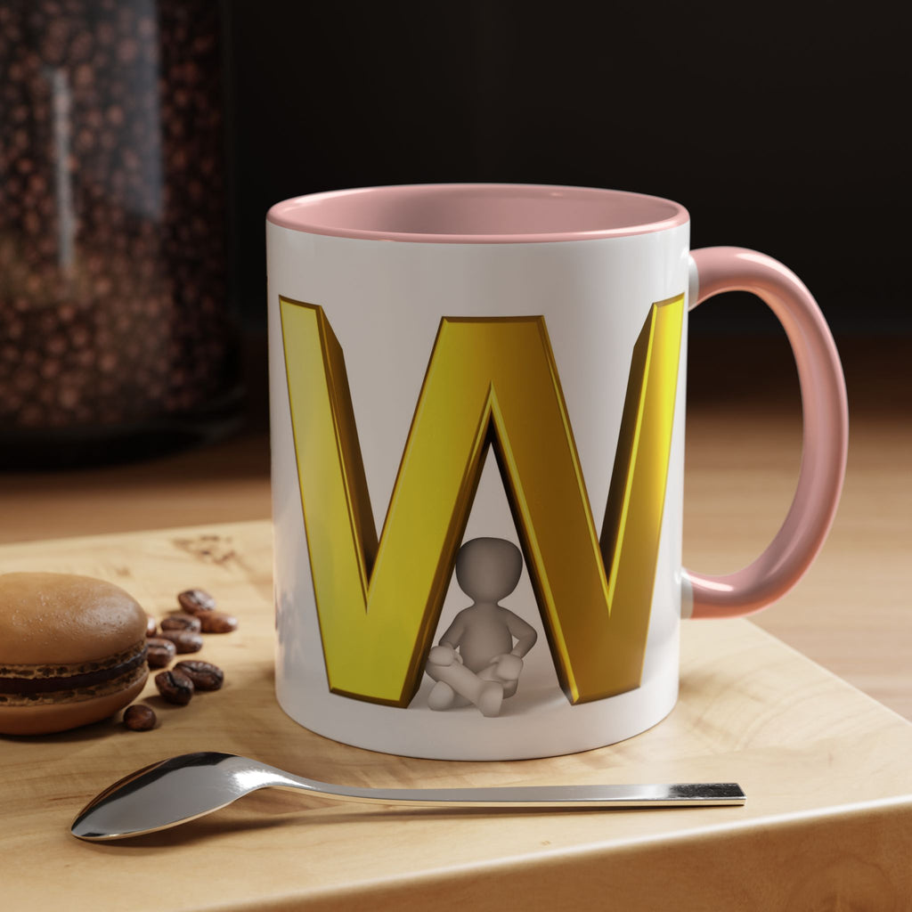 Gold Letter W Initial Mug | Accent Coffee Mug 11oz 15oz