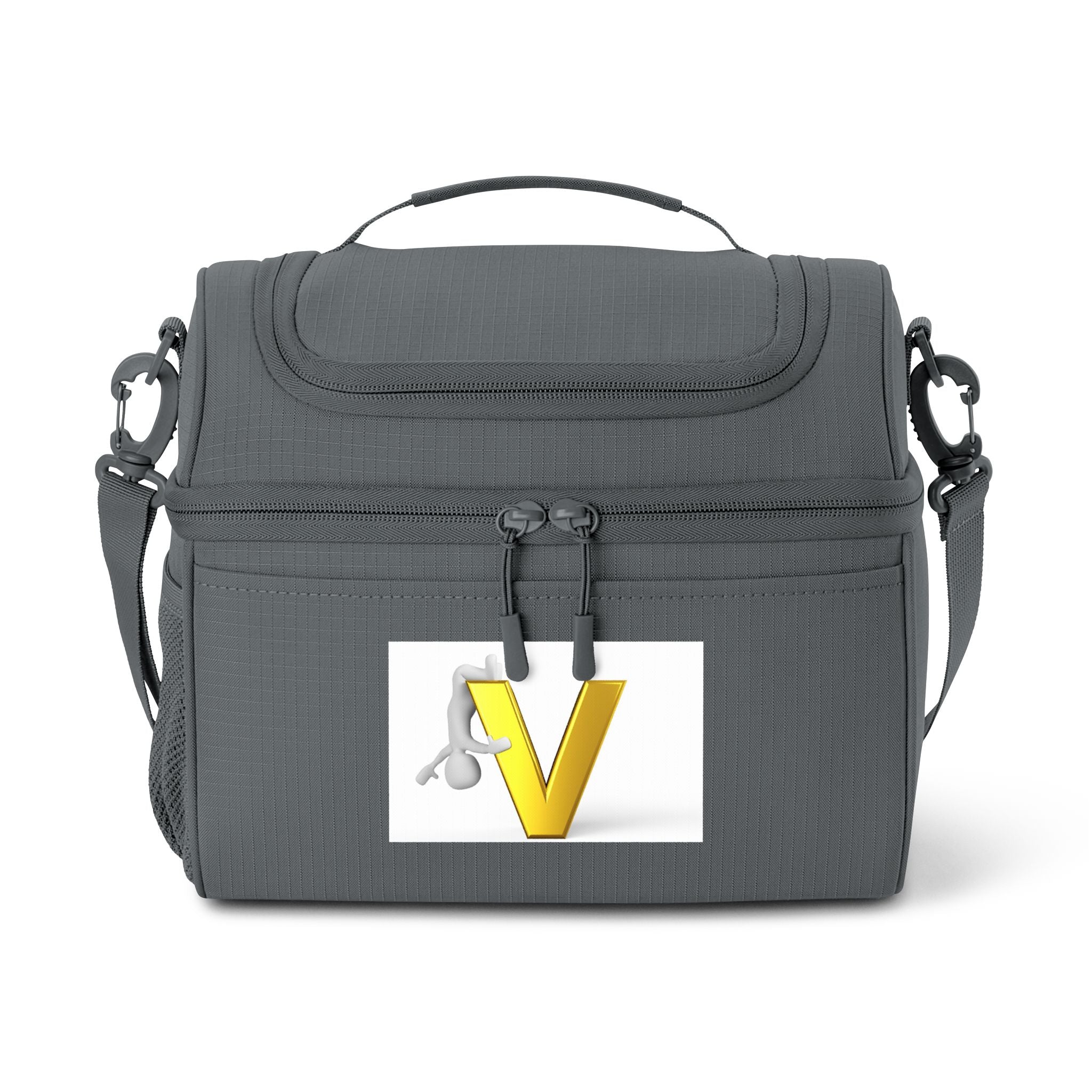 Gold V Monogram Cooler Bag | Insulated Lunch Tote, Initial V