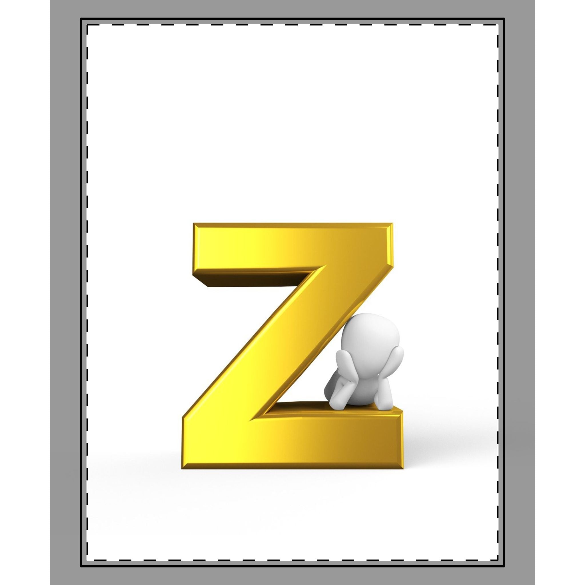 Gold Letter Z with Sitting Character coverlet