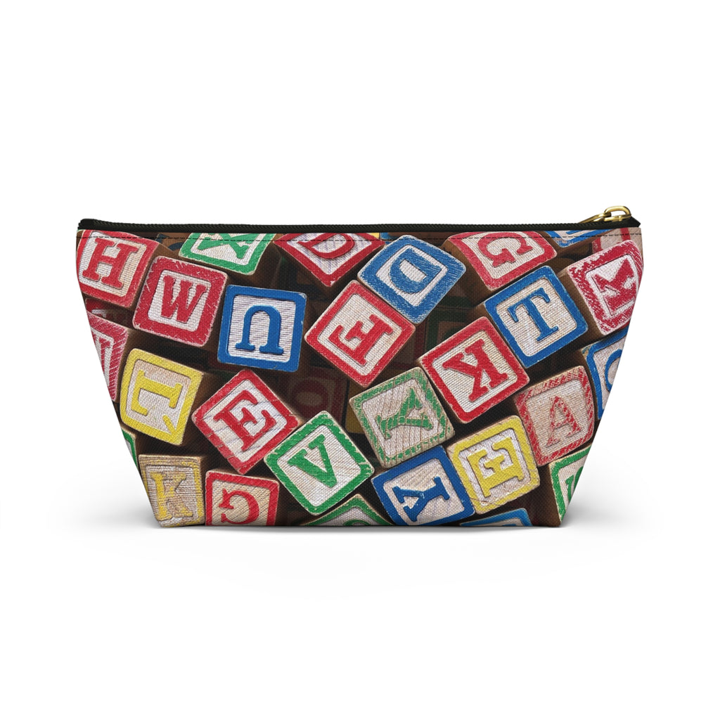Scattered Wooden Alphabet Blocks Accessory Pouch