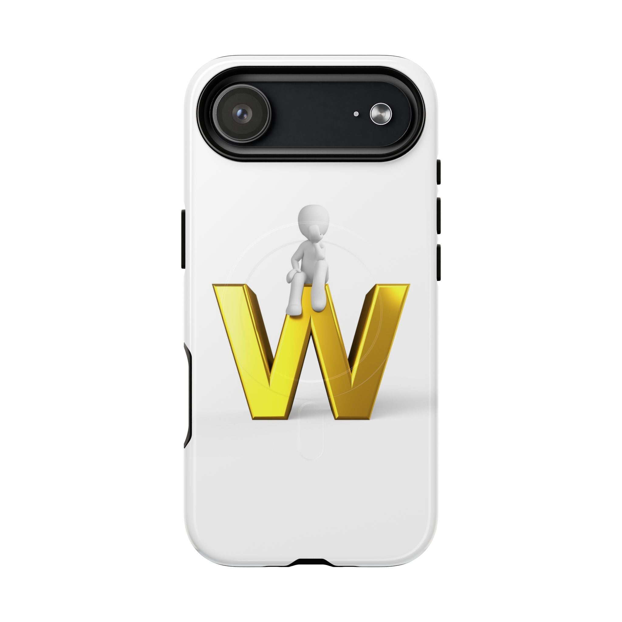 Coque de téléphone magnétique robuste avec figurine 3D sur fond doré