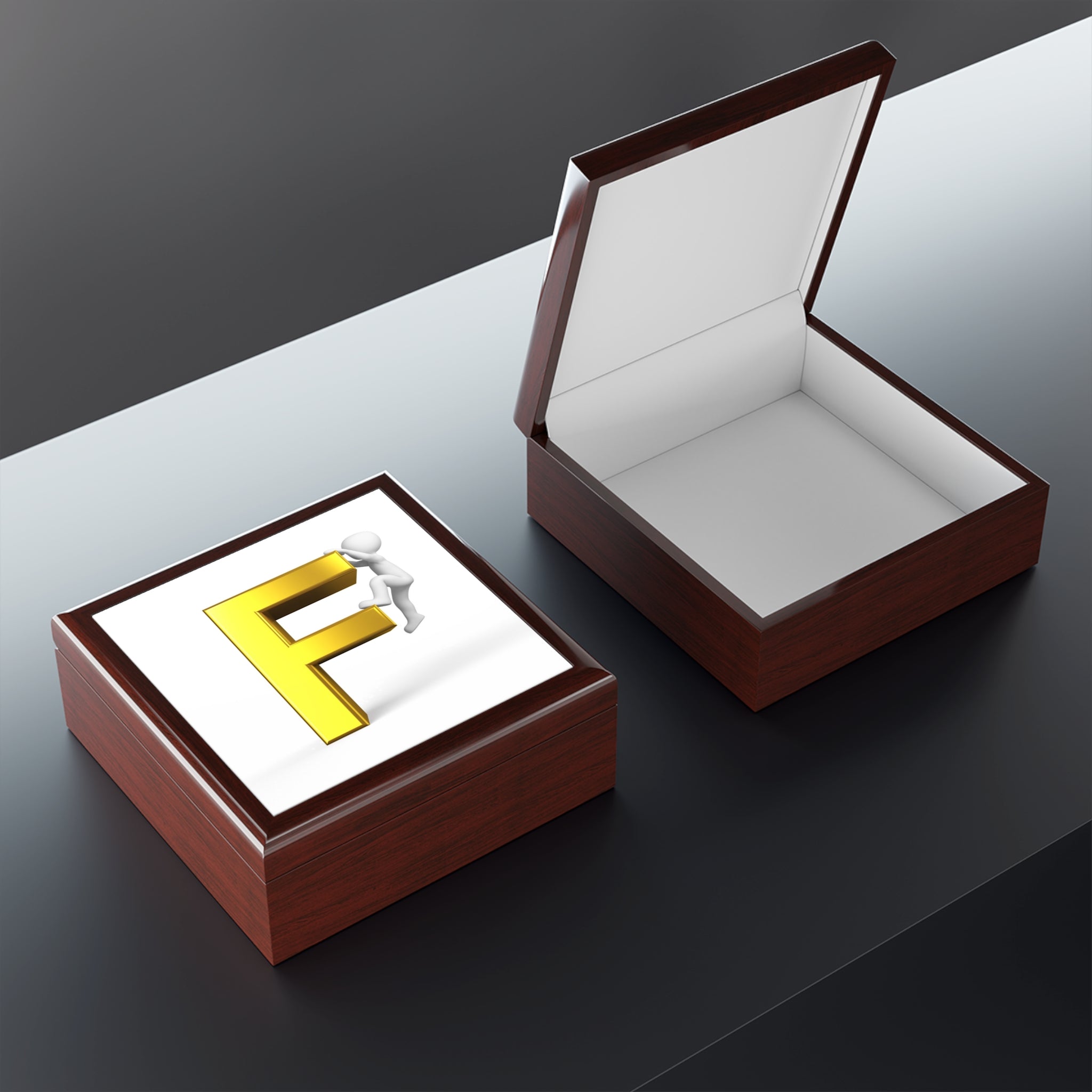 Climbing Letter F Jewelry Box | Monogram Initial Keepsake