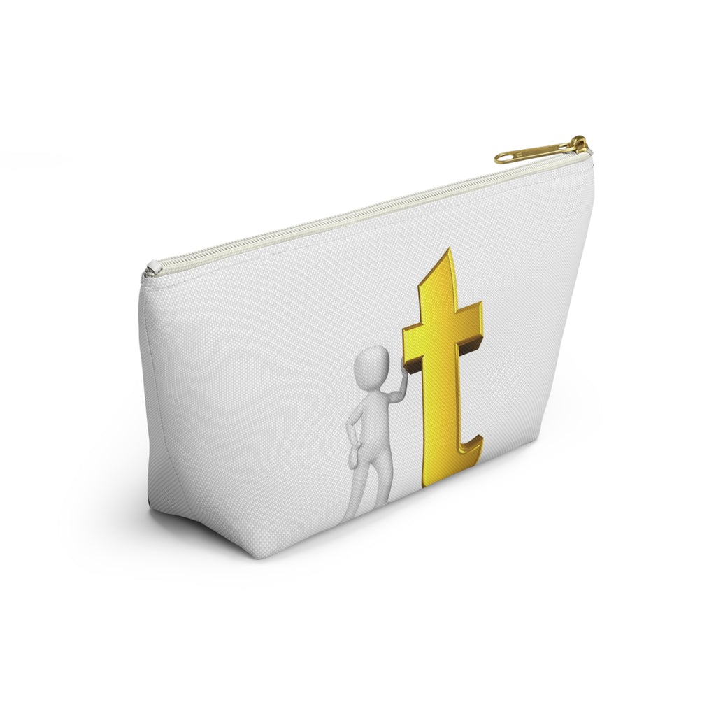 Gold Letter T Monogram Accessory Pouch | T-Bottom Makeup Bag