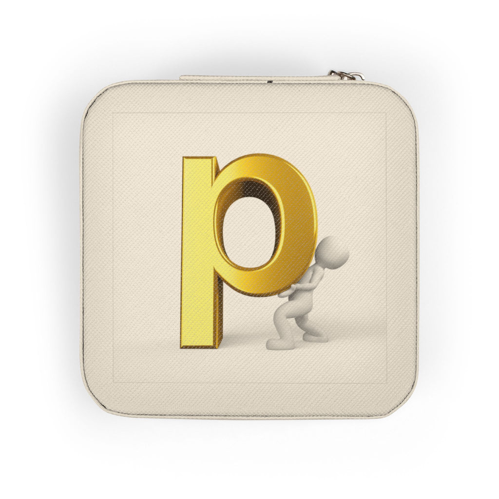 Gold Letter P Monogram Jewelry Travel Case | Compact Pink Organizer