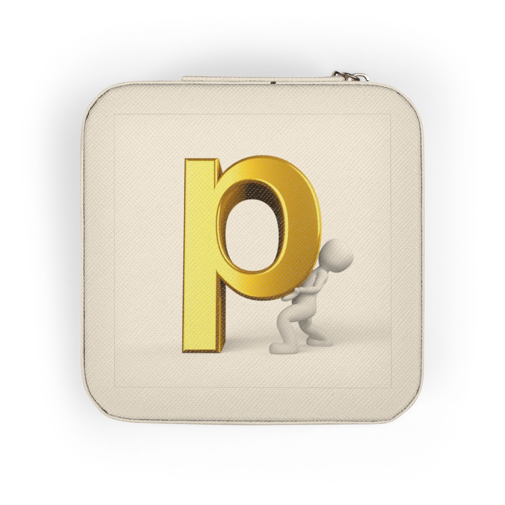 Gold Letter P Monogram Jewelry Travel Case | Compact Pink Organizer