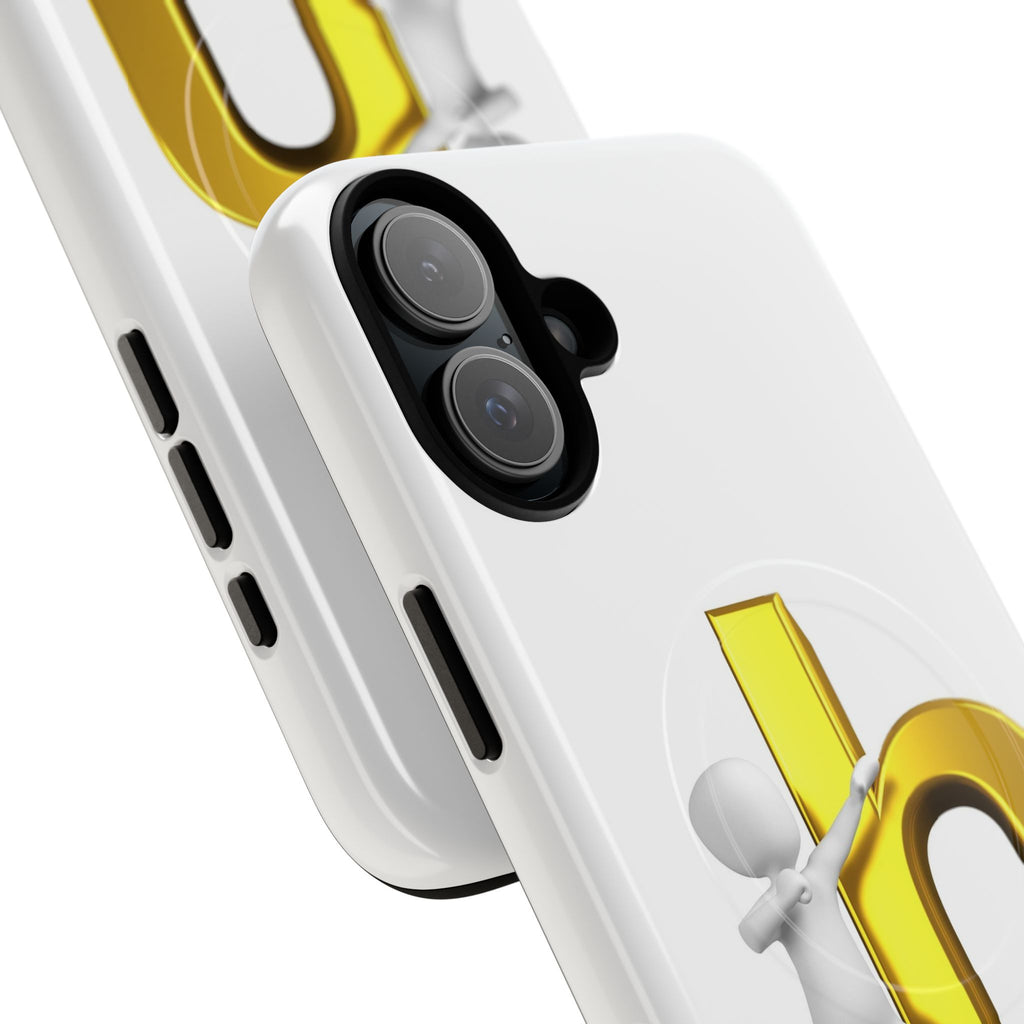 3D Person Pushing Gold Letter h Phone Case | Tough Magnetic Case
