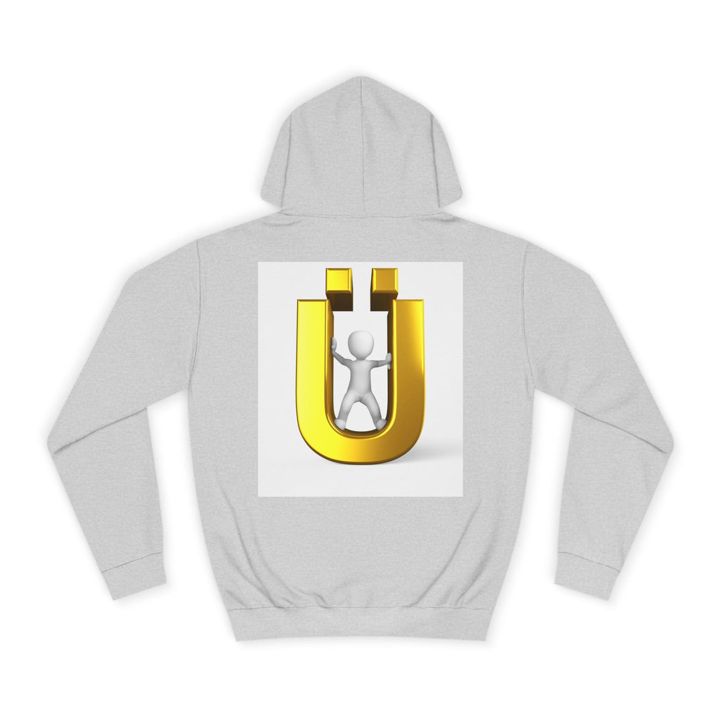 Gold Ü Letter Logo Hoodie | 3D Person Initial U Sweatshirt