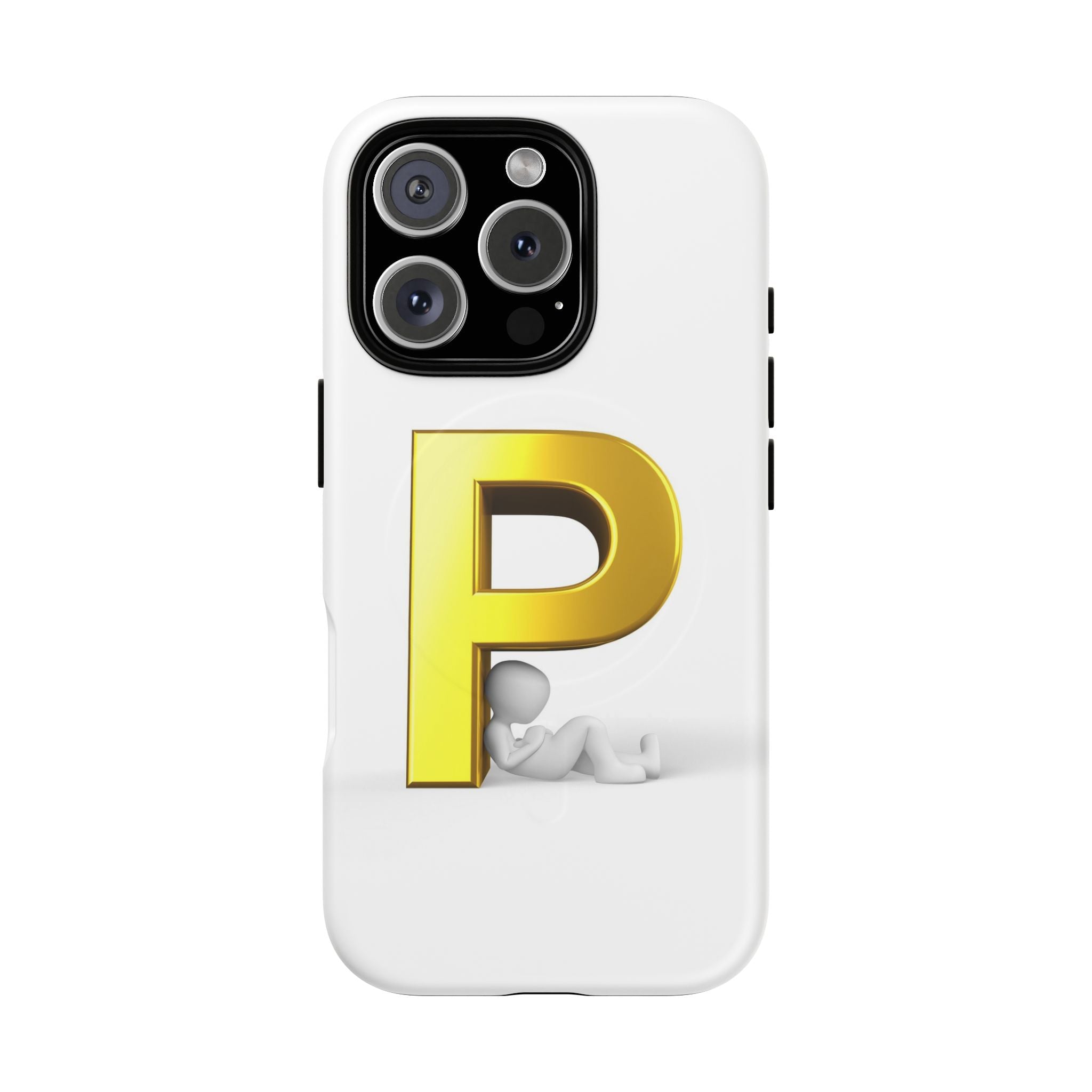 Coque de Téléphone Monogramme Lettre P Dorée | Coque Magnétique Robuste