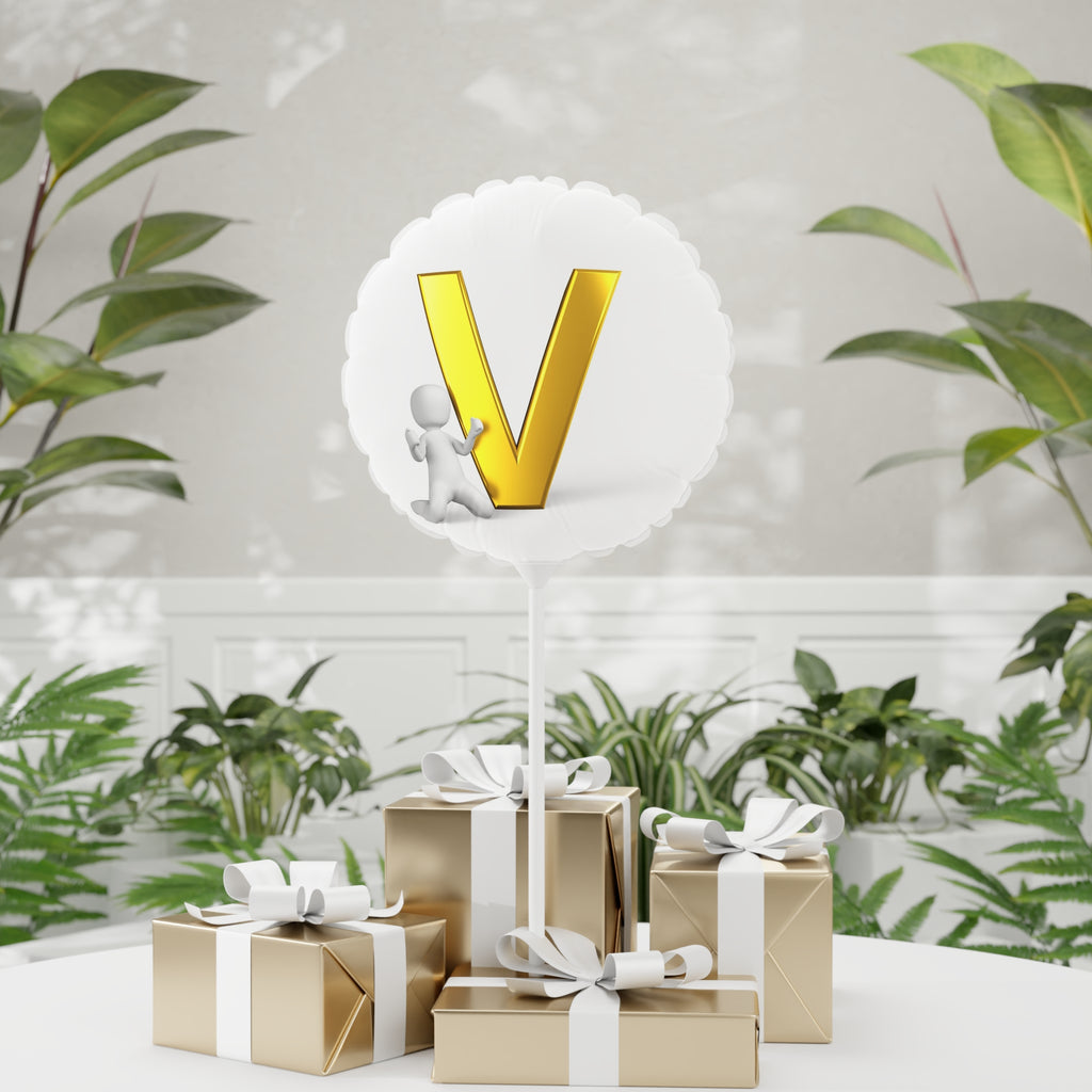 Gold Letter V Balloon 11" Round Balloon