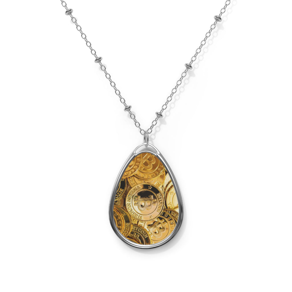 Oval Necklace — Steampunk Gear Teardrop Pendant Necklace