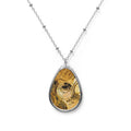 Oval Necklace — Steampunk Gear Teardrop Pendant Necklace