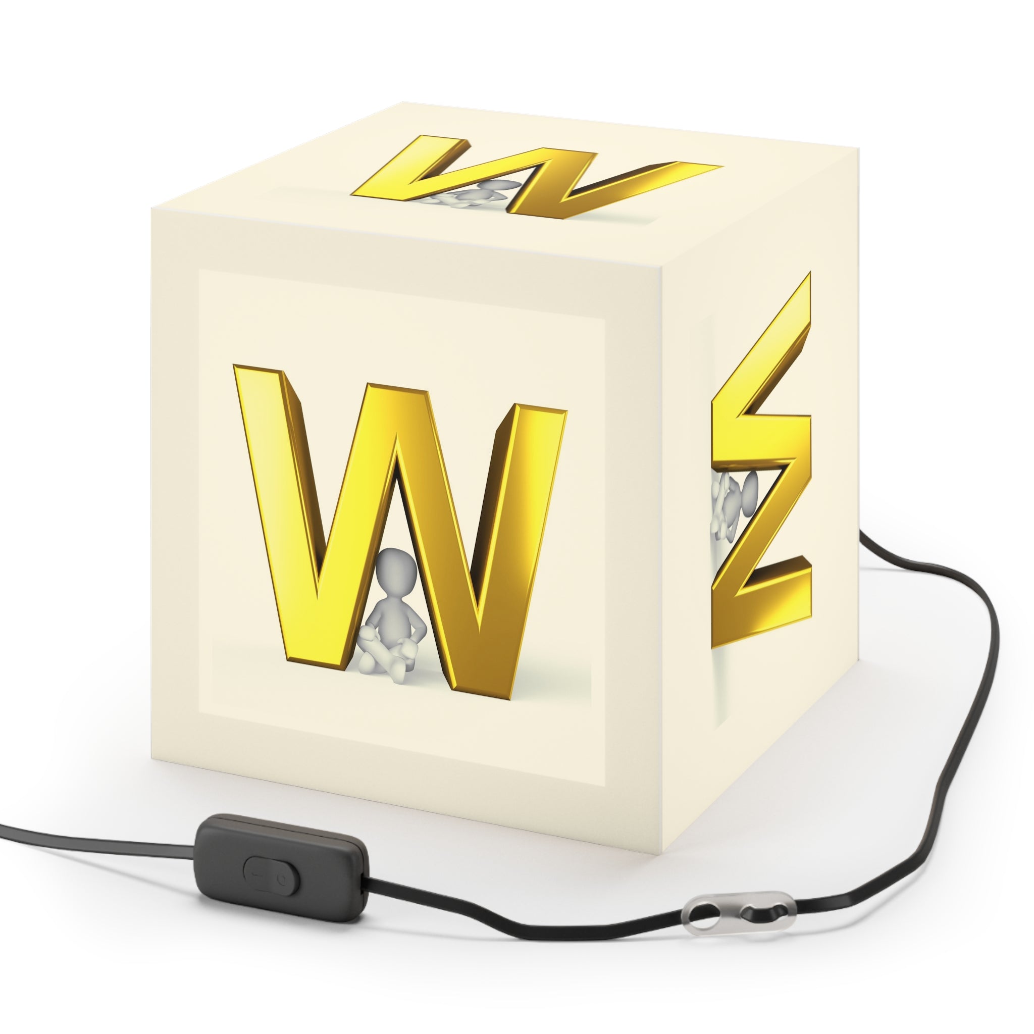 Gold Letter W Light Cube Lamp | Monogram Initial Nightlight