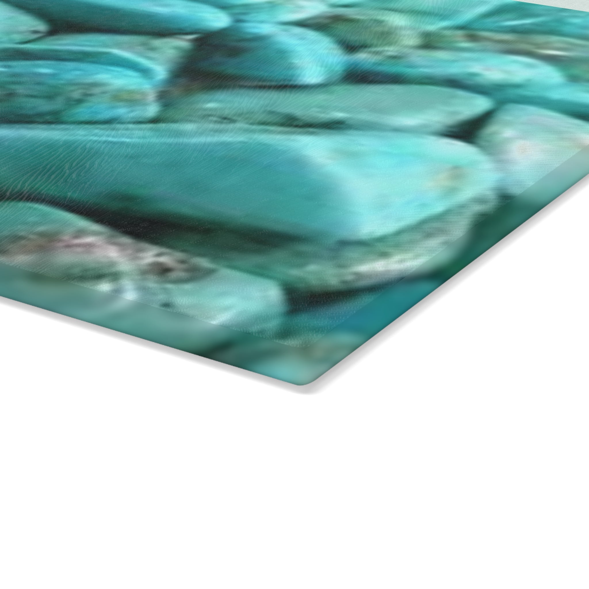 Turquoise Pebble Pattern Glass Cutting Board | Gemstone Kitchen Board
