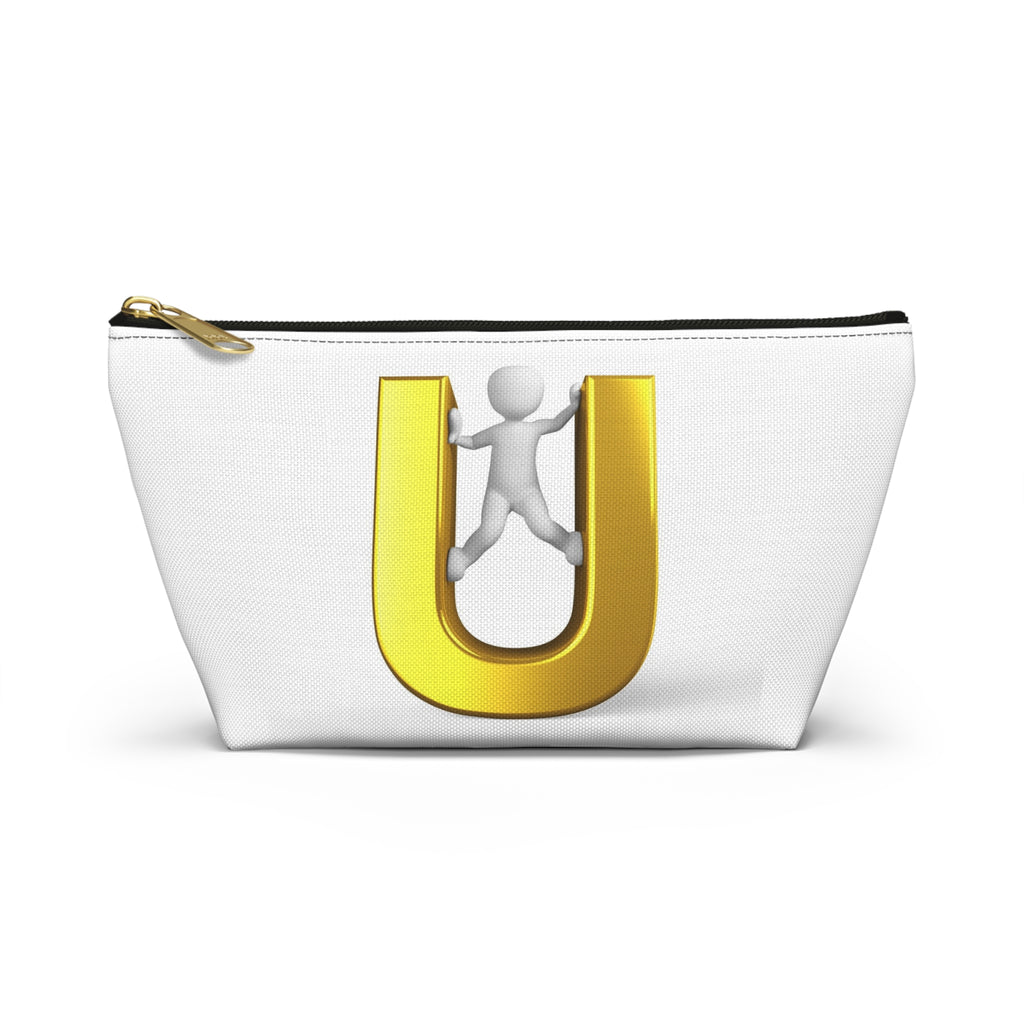Gold Letter U with Climber Accessory Pouch | T-Bottom Zip Pouch