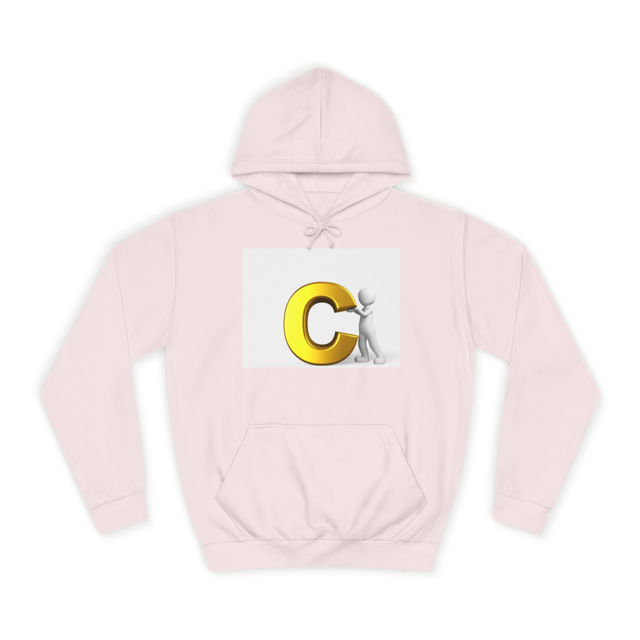 Sweat à capuche jaune 3D lettre C avec personnage | Sweat-shirt monogramme initial