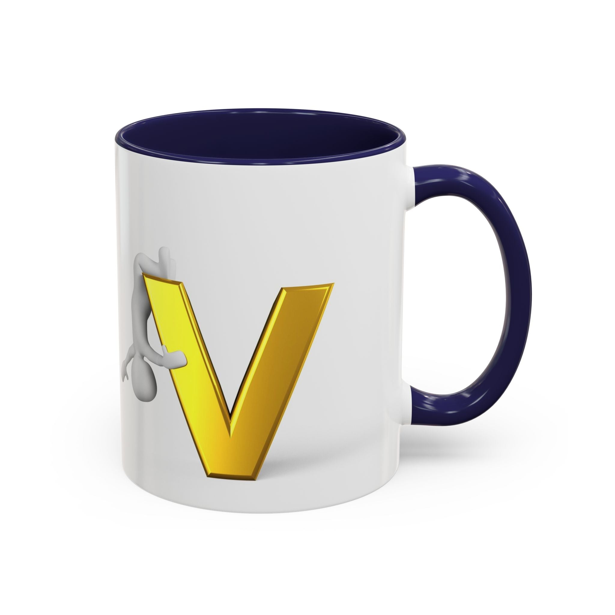 Gold Letter V with Figure Mug | Accent Coffee Mug