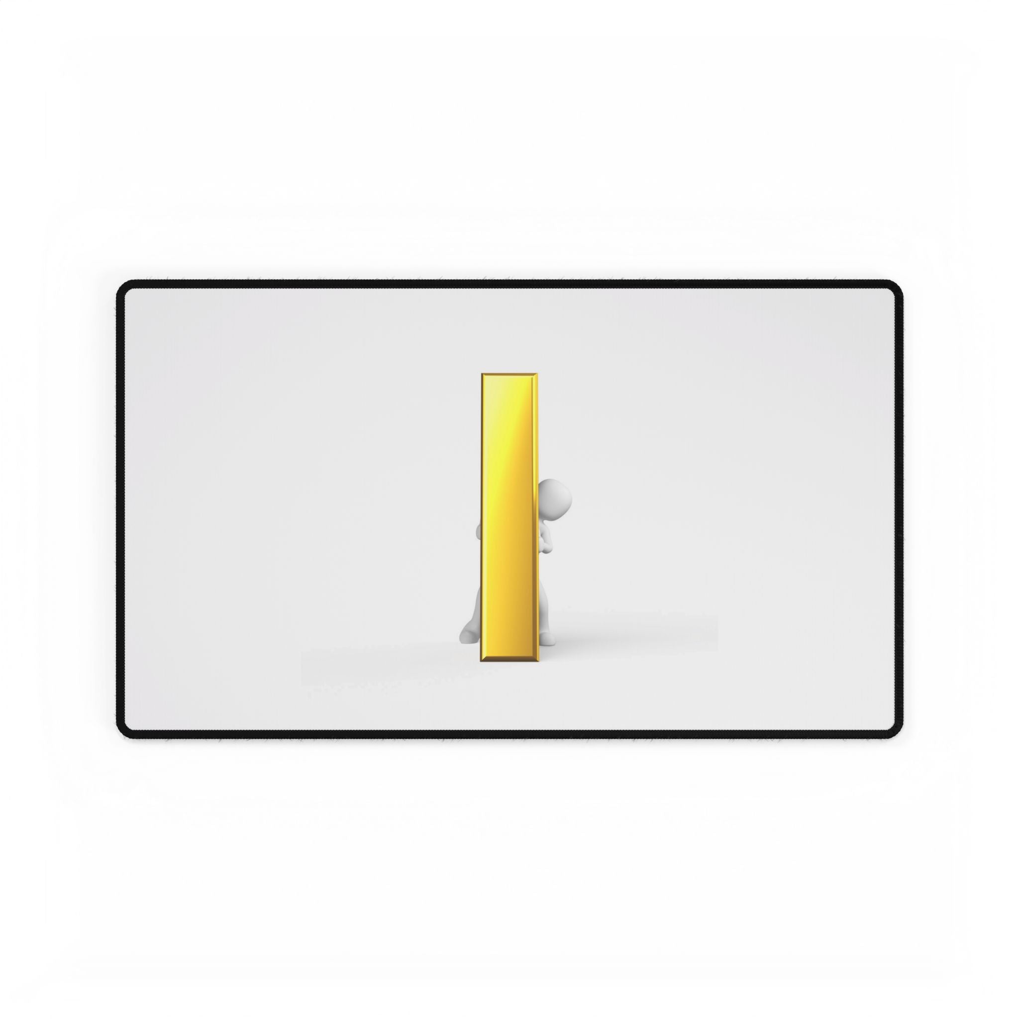 3D Figure Pushing Gold Letter i Desk Mat | Desk Mats