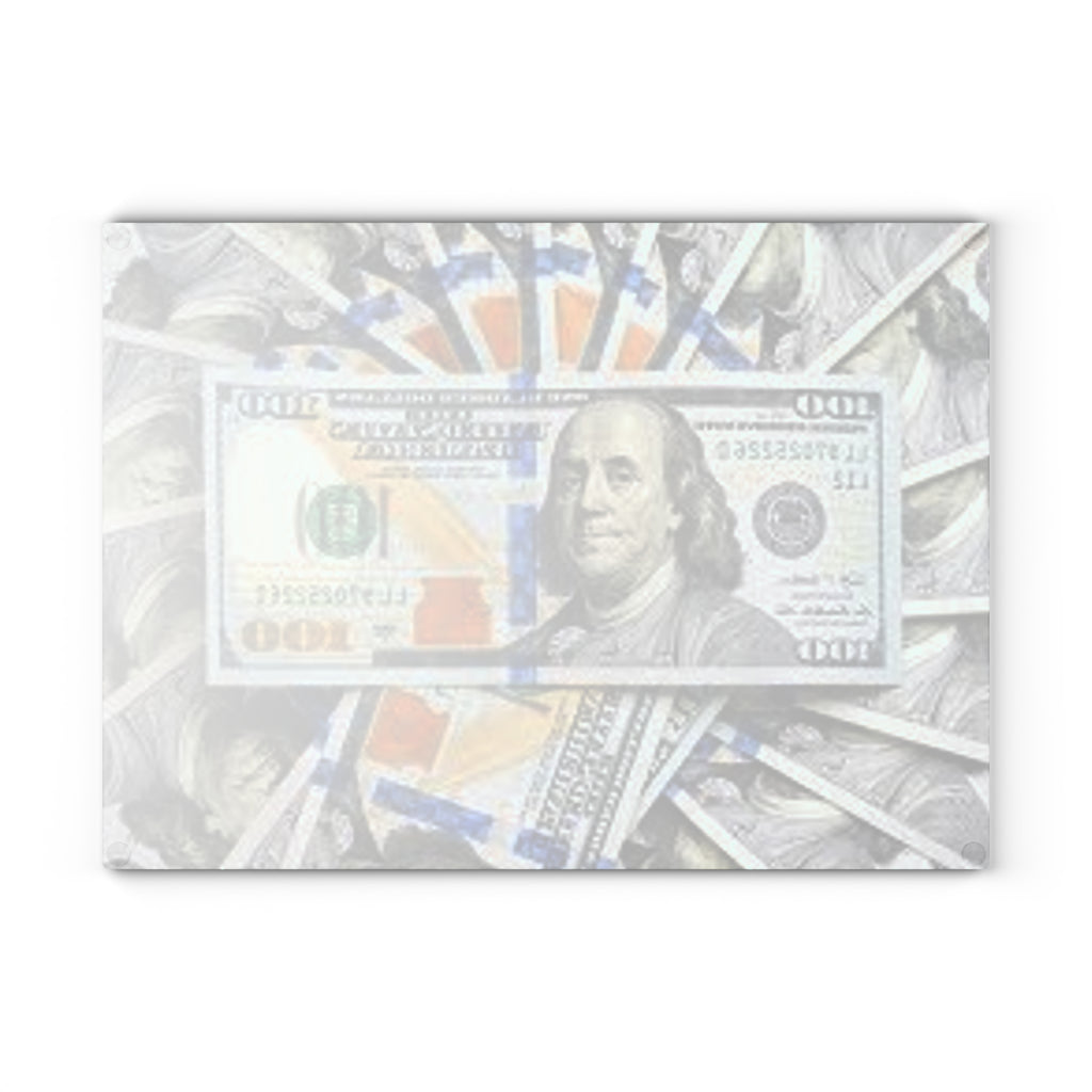 Stack of 100 Bills Glass Cutting Board | Money Pattern Kitchen Decor