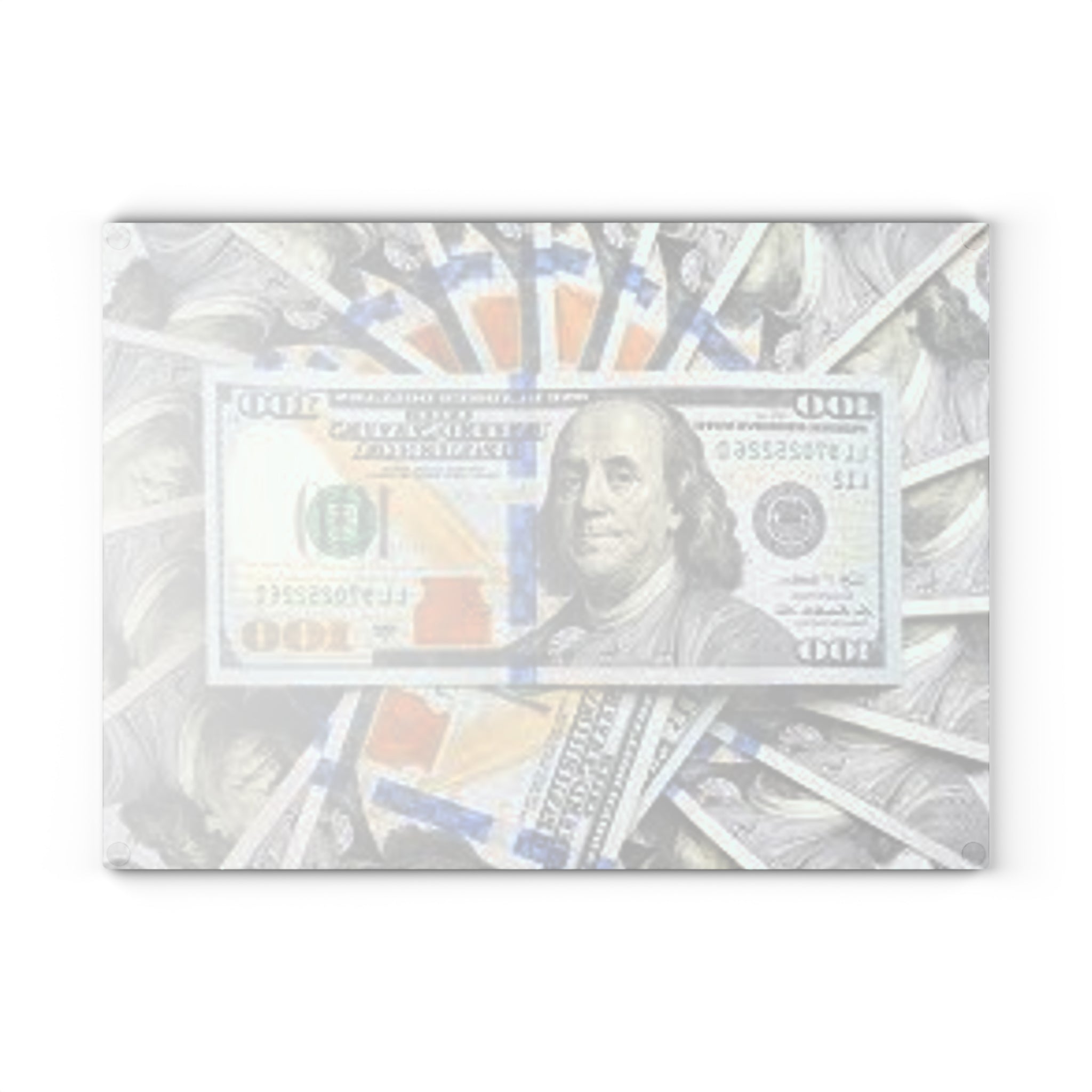 Stack of 100 Bills Glass Cutting Board | Money Pattern Kitchen Decor