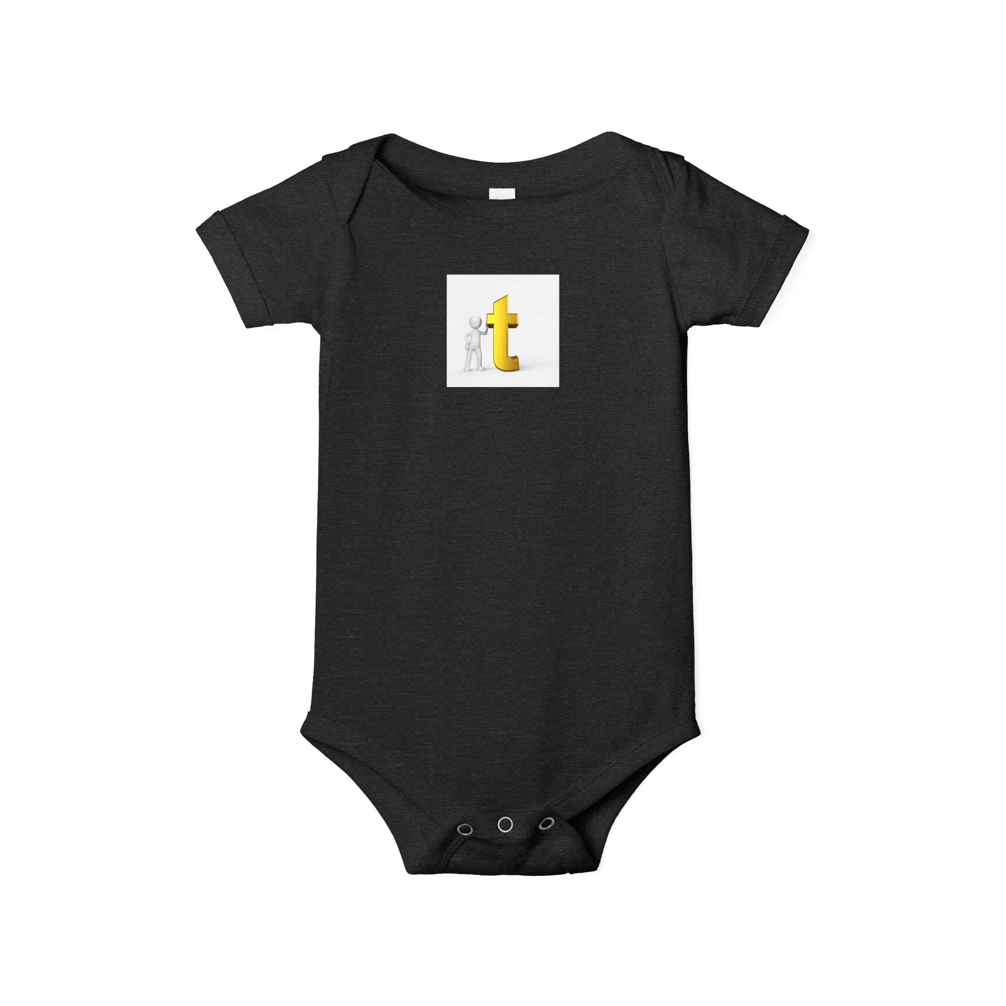 Grenouillère bébé lettre T jaune | Body bébé en jersey, motif initial minimaliste