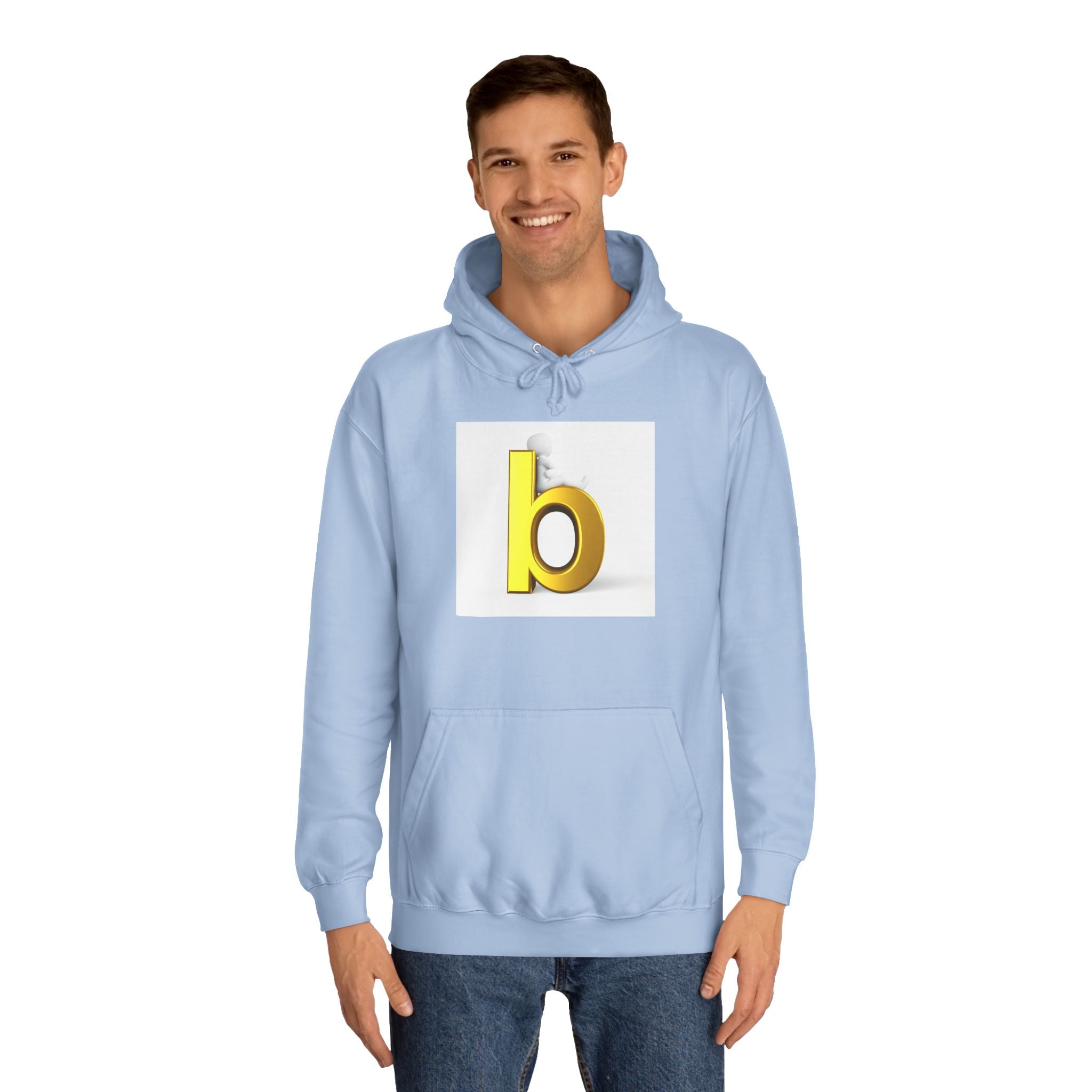 Yellow 3D Letter b Hoodie | Minimal Monogram Initial Sweatshirt