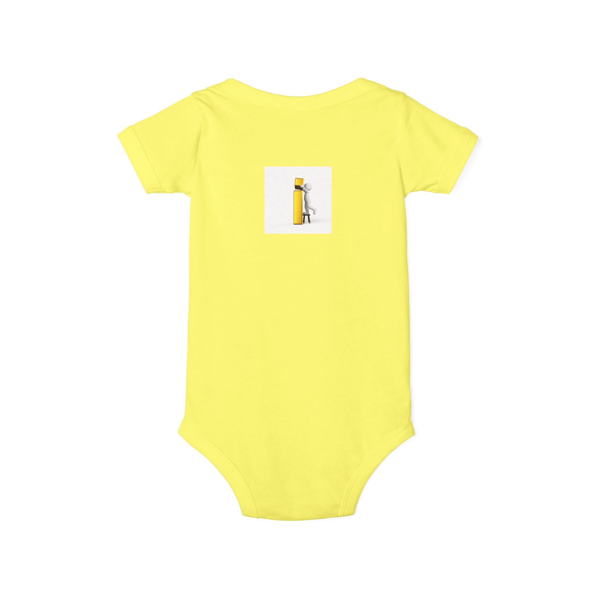 Little Figure Building Yellow Letter i Baby Onesie | Infant Bodysuit