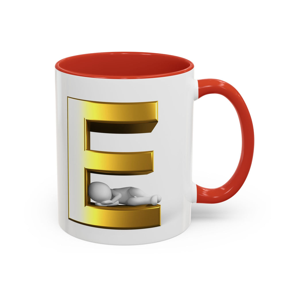 Gold 3D Buchstaben E Tasse | Akzent-Kaffeetasse