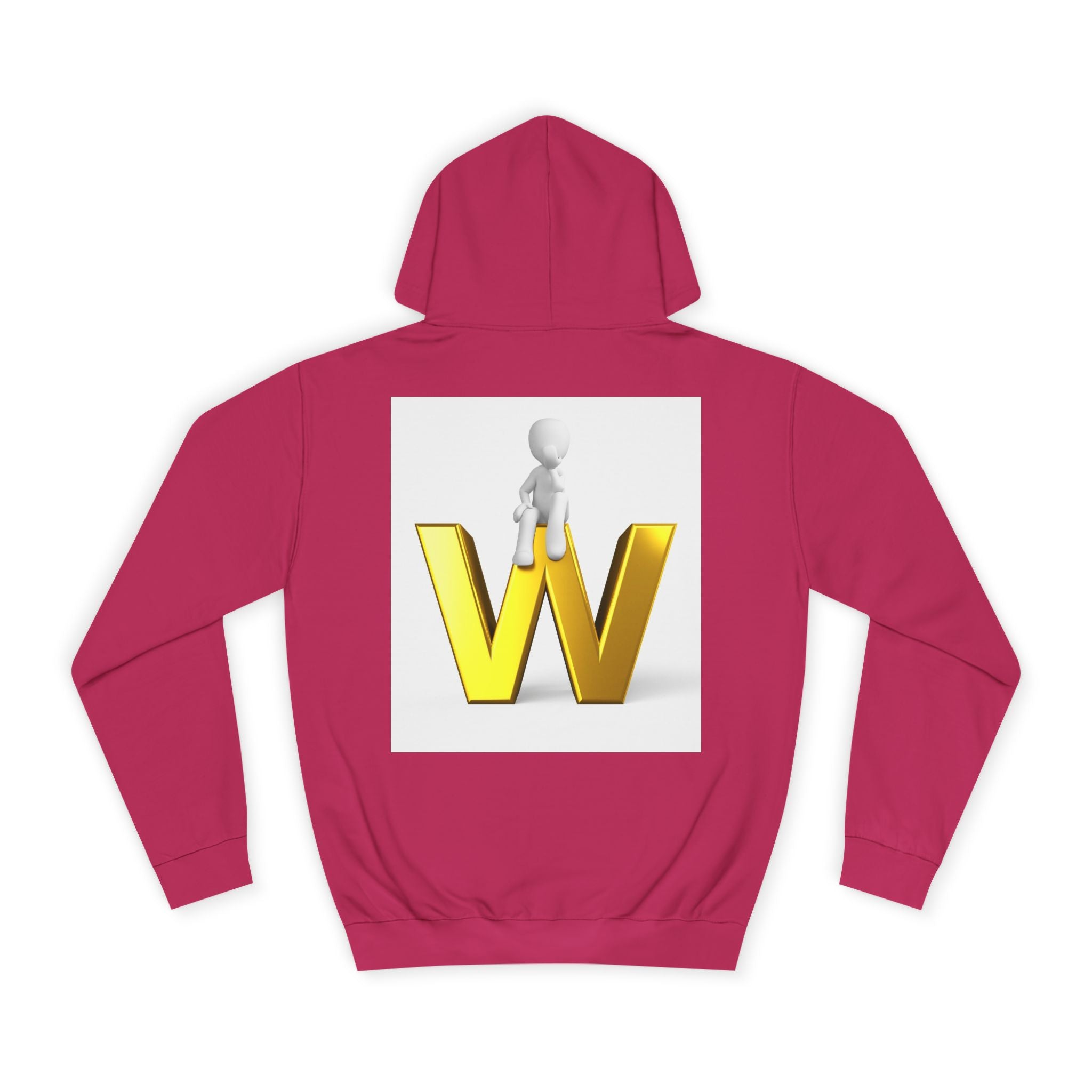 3D Gold W Letter with Sitting Figure Hoodie | Initial W Sweatshirt