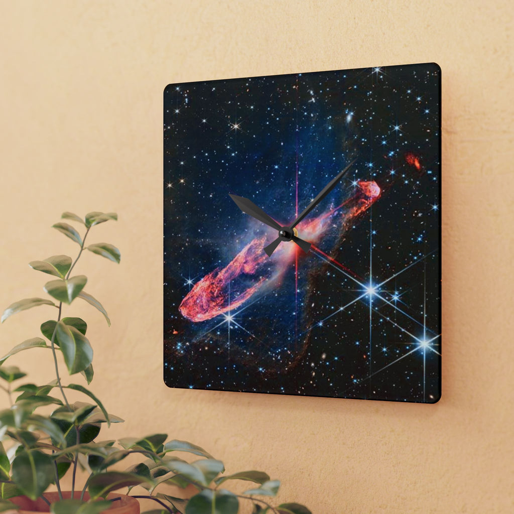 Galaxy Nebula Space Art Acrylic Wall Clock | Cosmic Starburst Decor