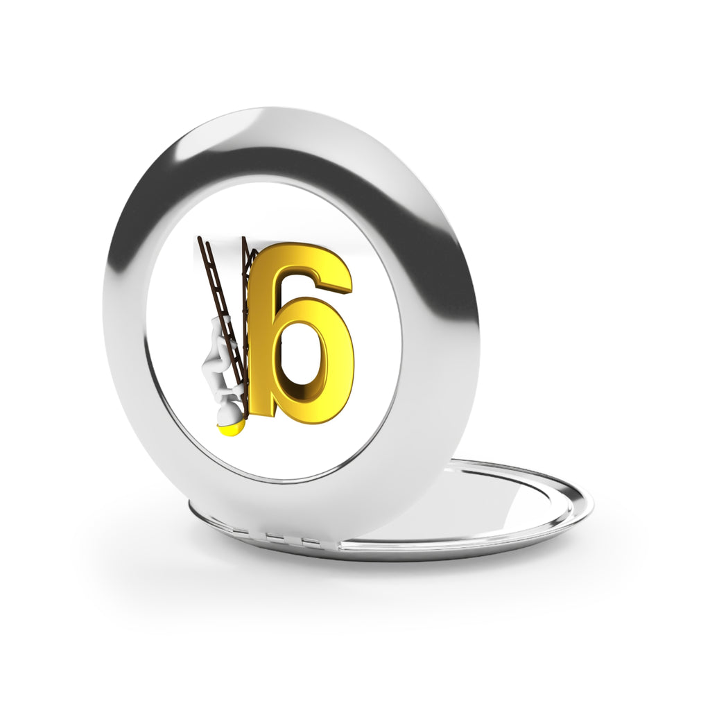 Gold Letter G with Worker Graphic Compact Travel Mirror | Initial Monogram Mirror