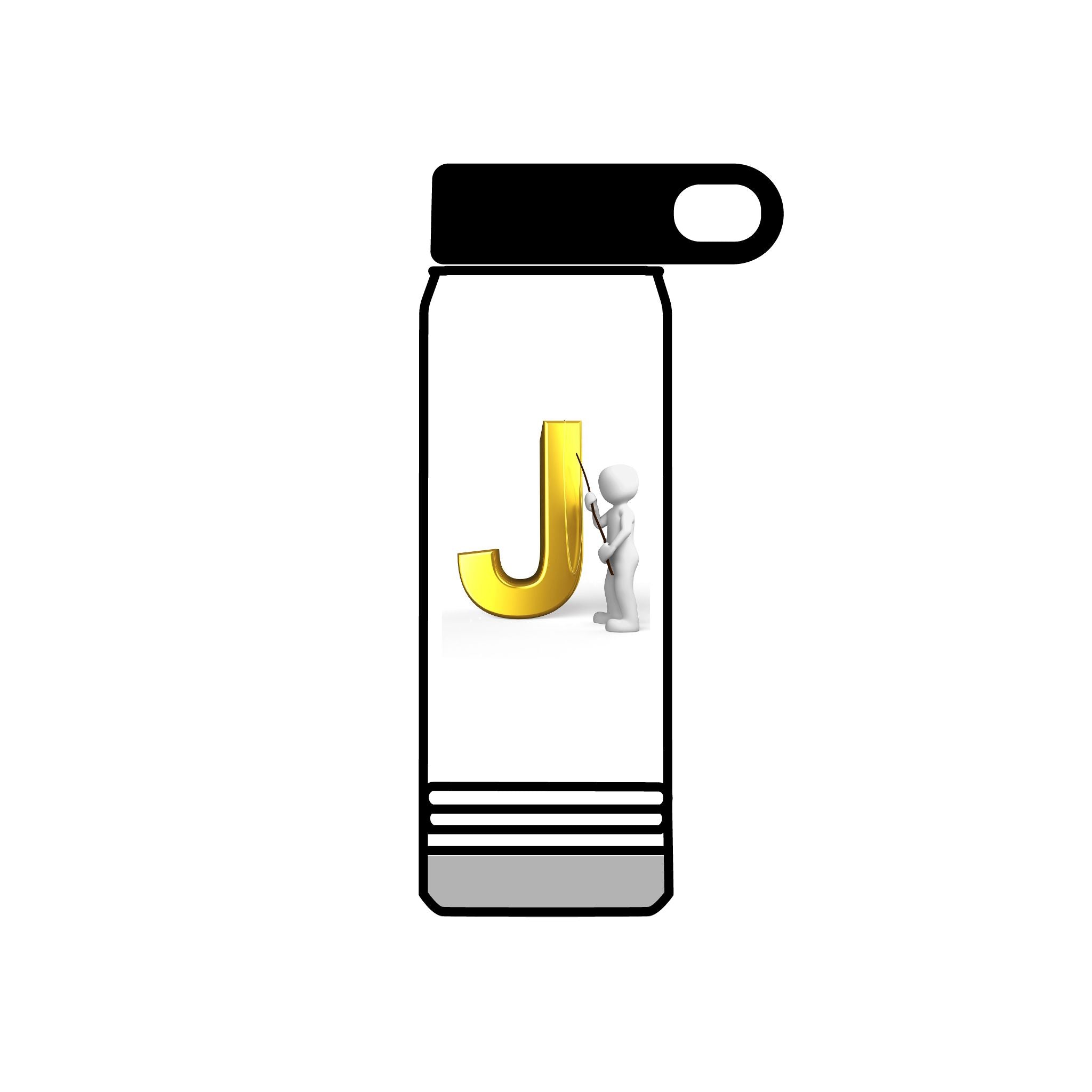 Gold Letter J Monogram Water Bottle | Initial J 20oz