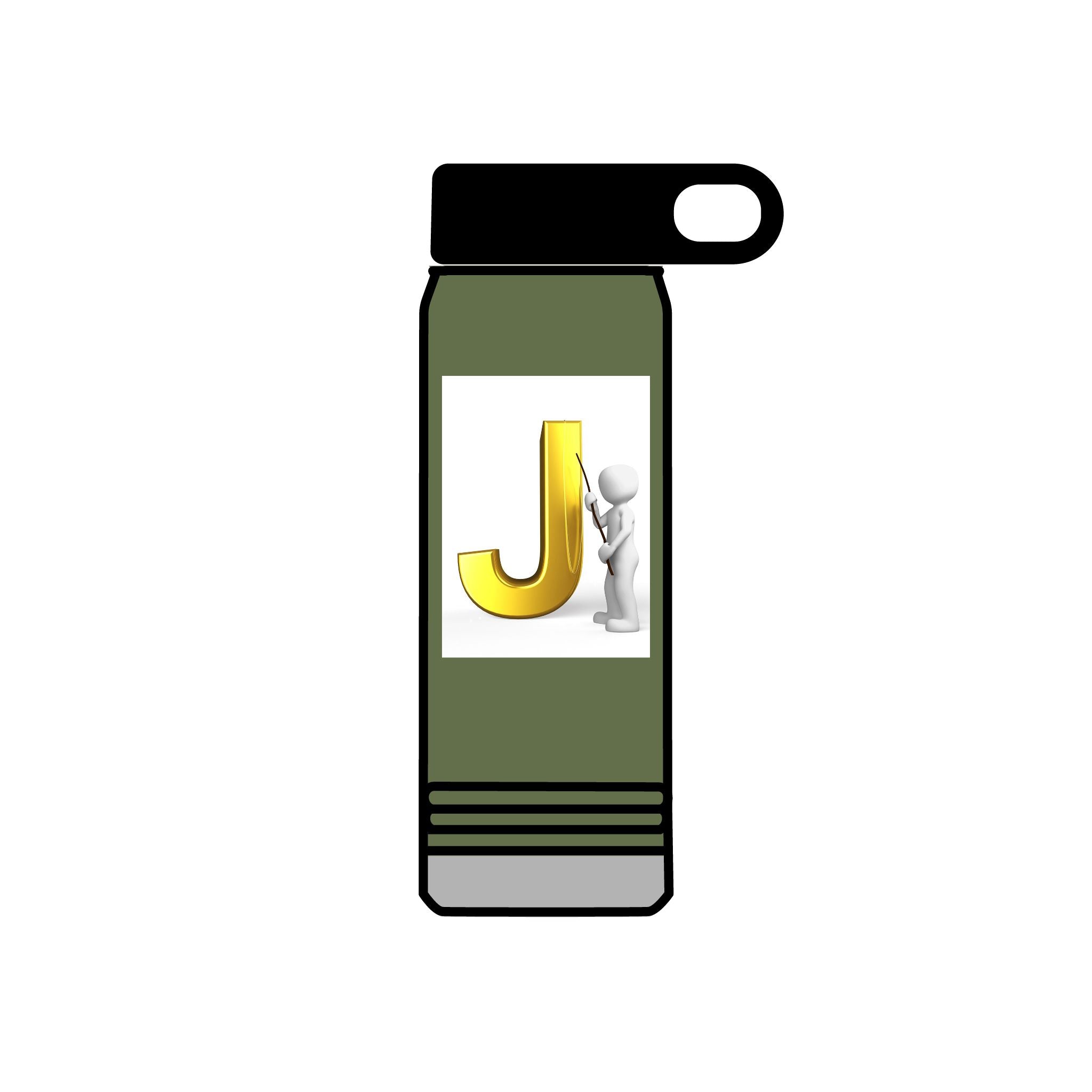 Gold Letter J Monogram Water Bottle | Initial J 20oz