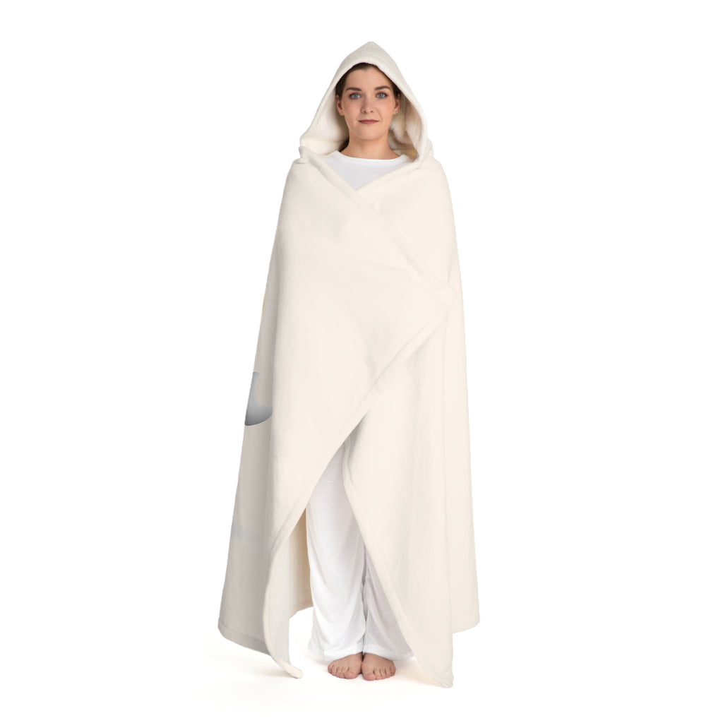 Hooded Sherpa Fleece Blanket | Gold letter P With Figure