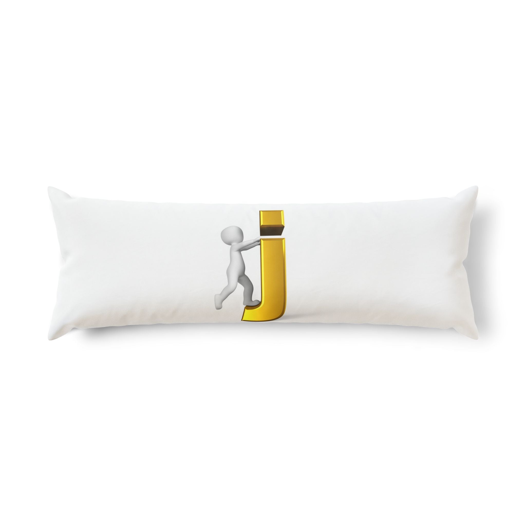 Stick Figure Climbing Gold Letter J Body Pillow | Monogram Initial Pillow