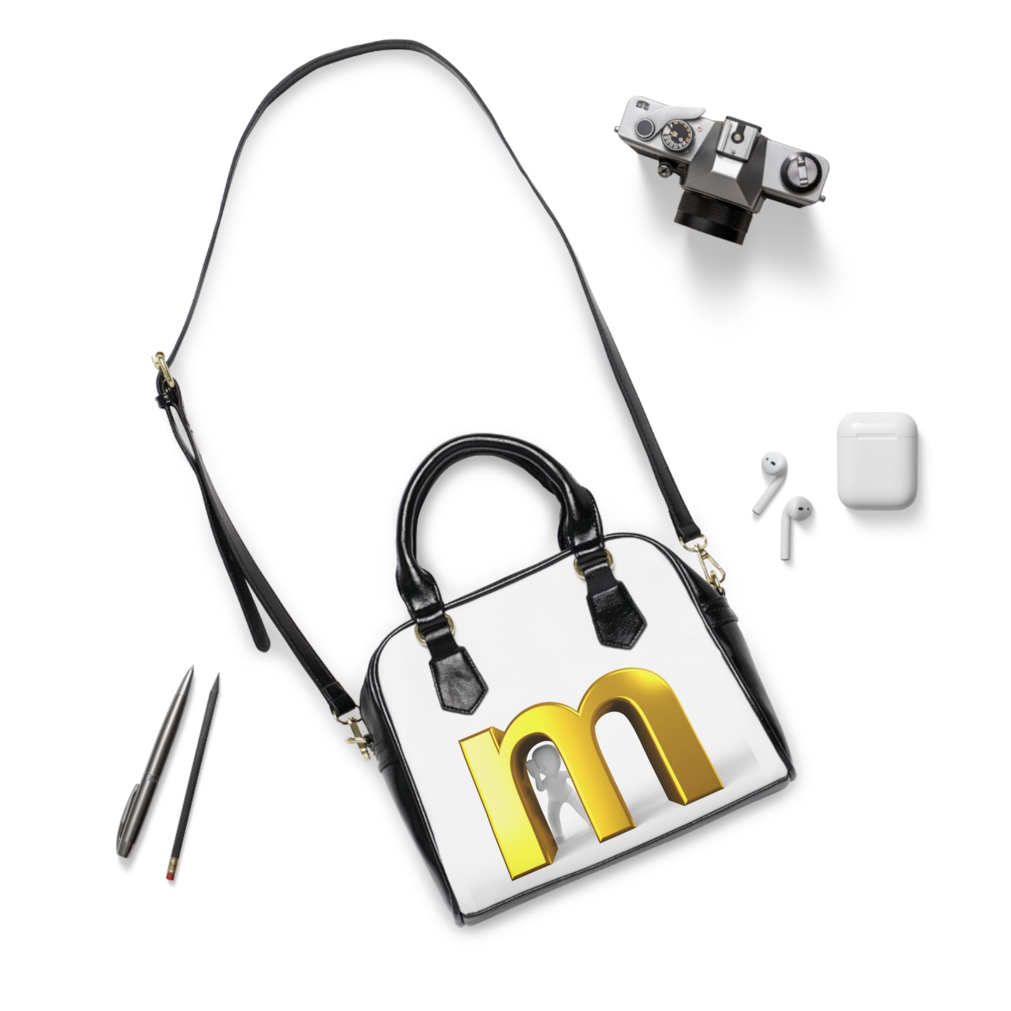 Gold 3D Letter M Handbag | Monogram Shoulder Handbag