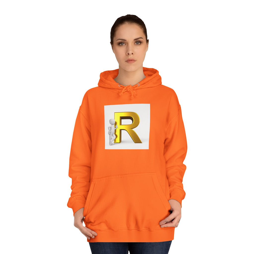 Gold Letter R Hoodie | 3D Character Leaning on R