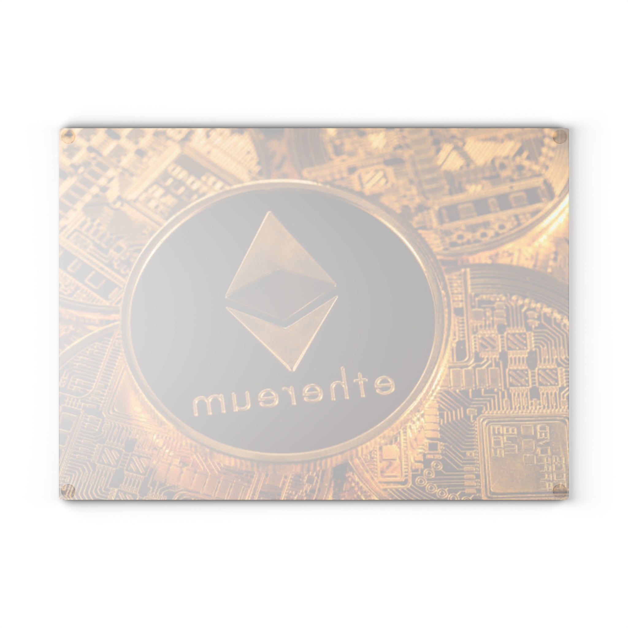 Ethereum Crypto Coin Glass Cutting Board | Cryptocurrency Kitchen Decor