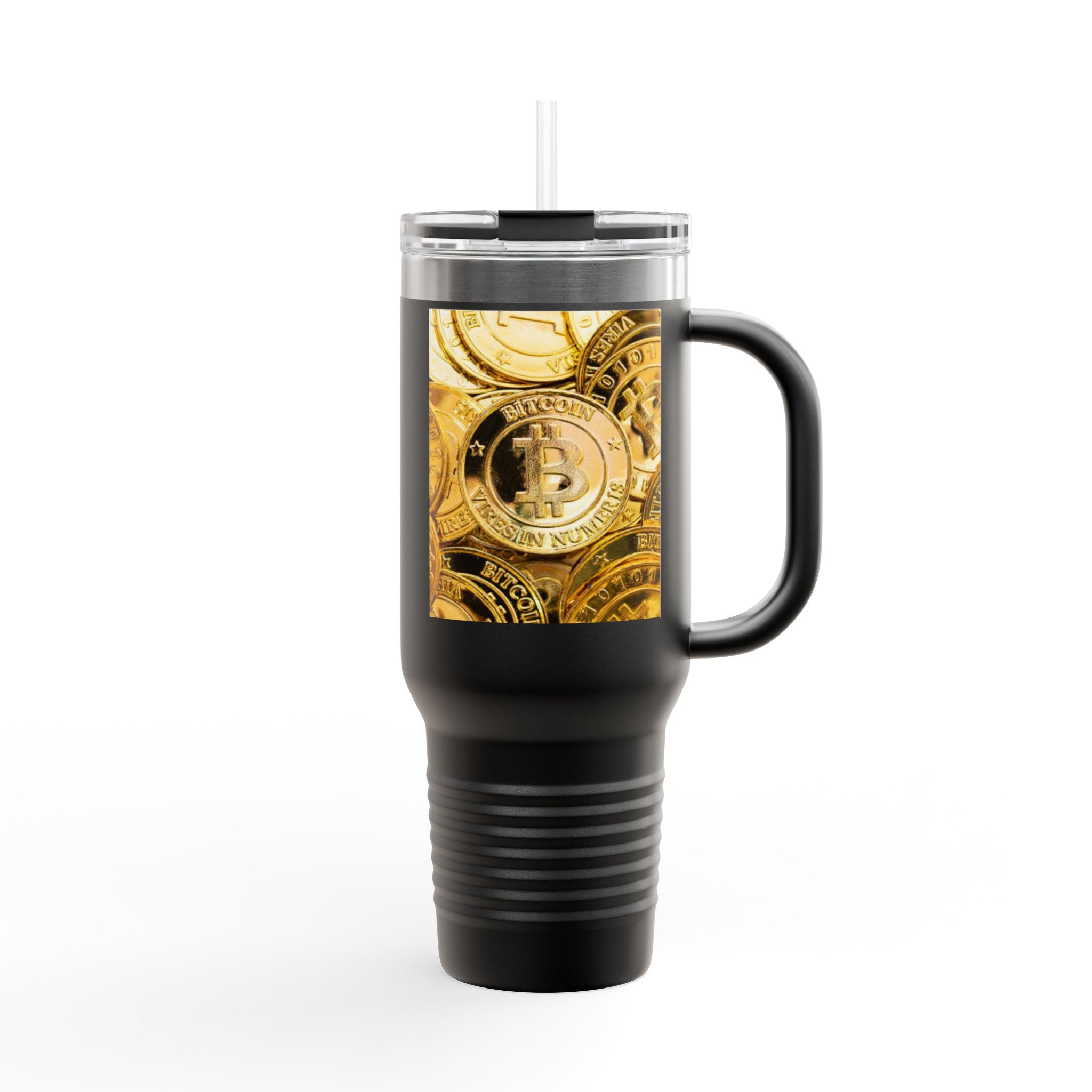 Bitcoin Coin Pattern Travel Mug | 40 oz Insulated Tumbler