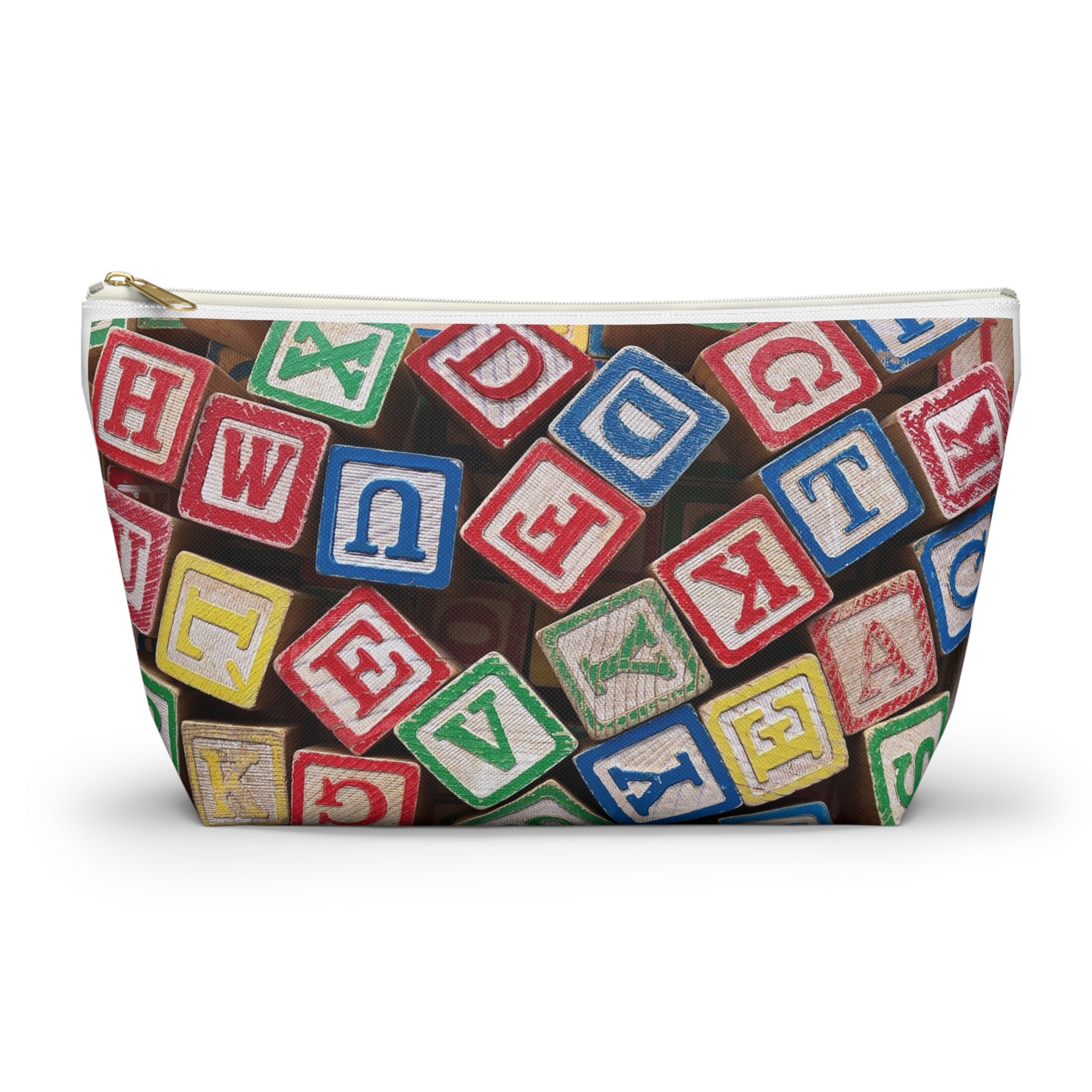 Scattered Wooden Alphabet Blocks Accessory Pouch