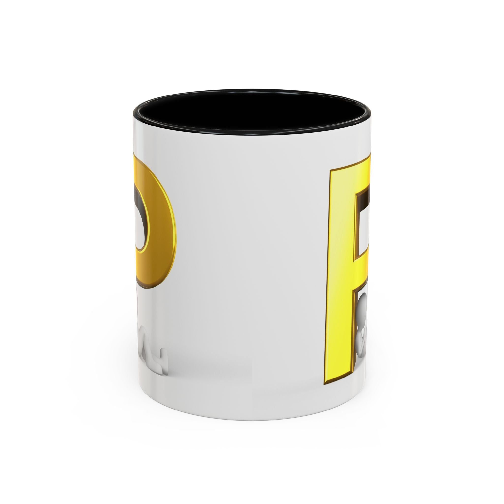 Mug Lettre P dorée avec silhouette relaxante | Mug à café avec anse colorée 325 ml 445 ml