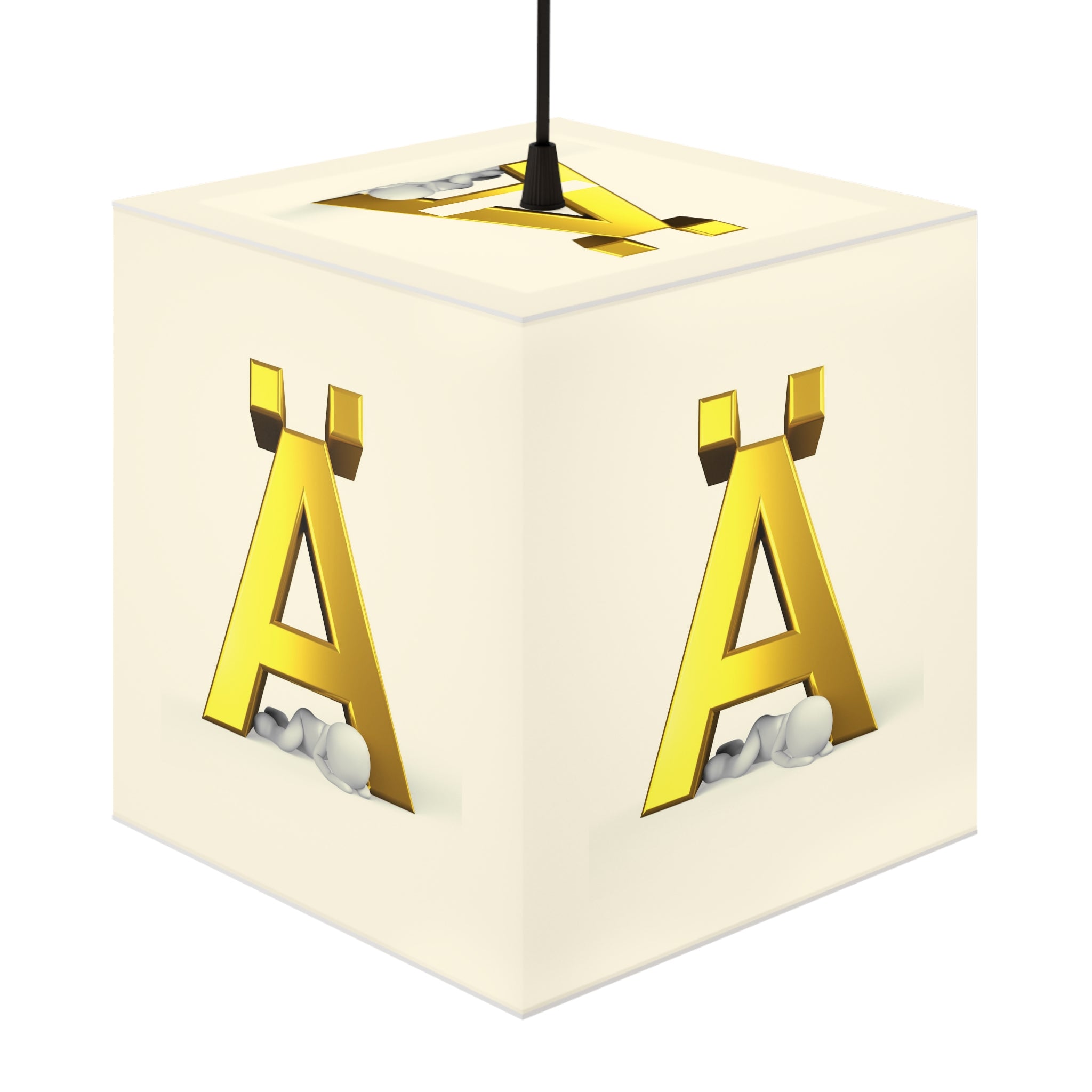 Gold Letter Ä Light Cube Lamp | Alphabet Initial Accent Lighting