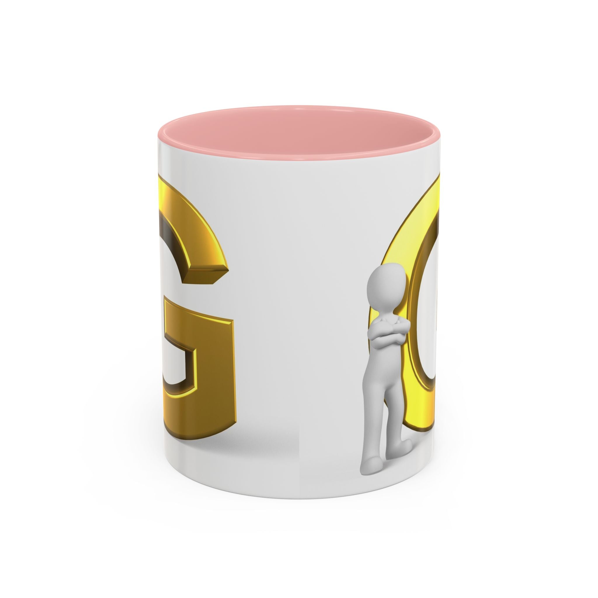 Gold Letter G with 3D Figure Coffee Mug | Initial Monogram Accent