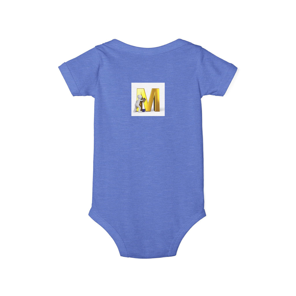 Yellow Letter M with Mouse Onesie | Baby Monogram Initial Infant Bodysuit